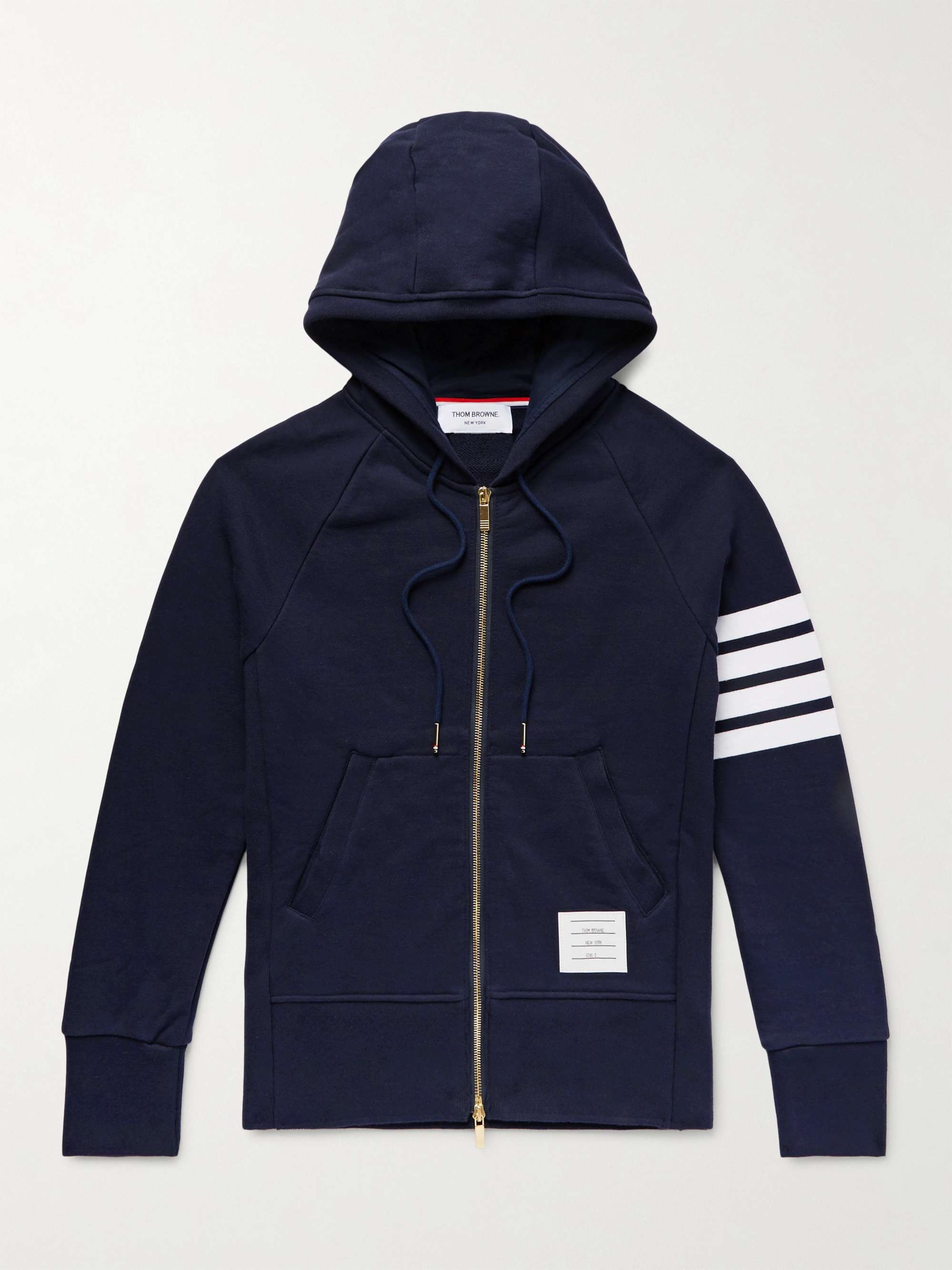 Slim-Fit Striped Loopback Cotton-Jersey Zip-Up Hoodie view