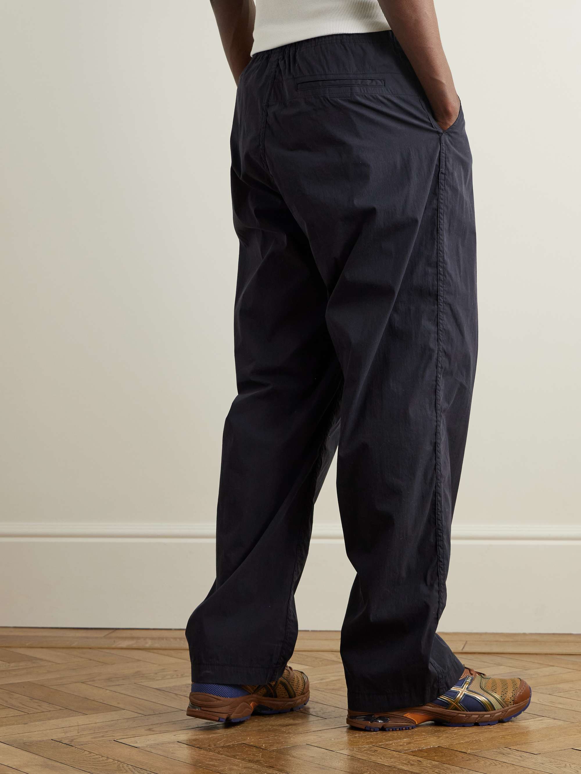 New Yorker Straight-Leg Cotton-Blend Drawstring Trousers view