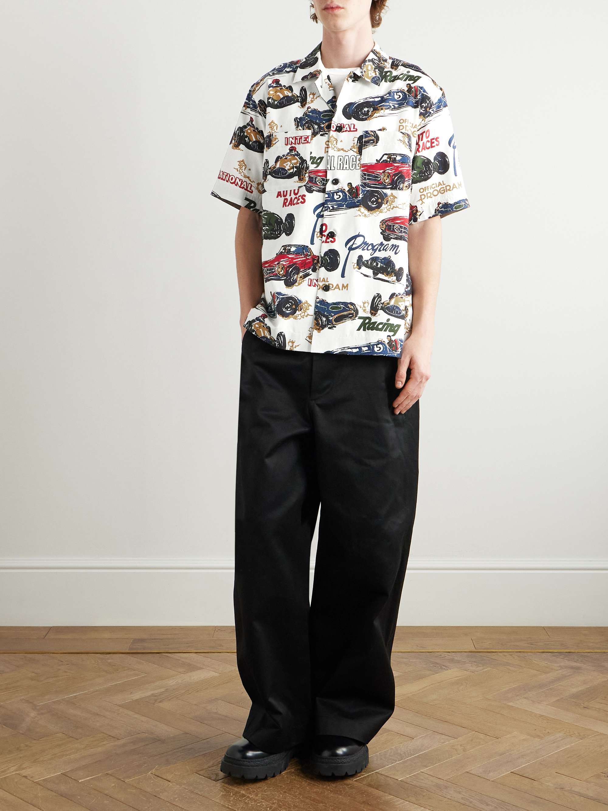 Camp-Collar Printed Poplin Shirt view