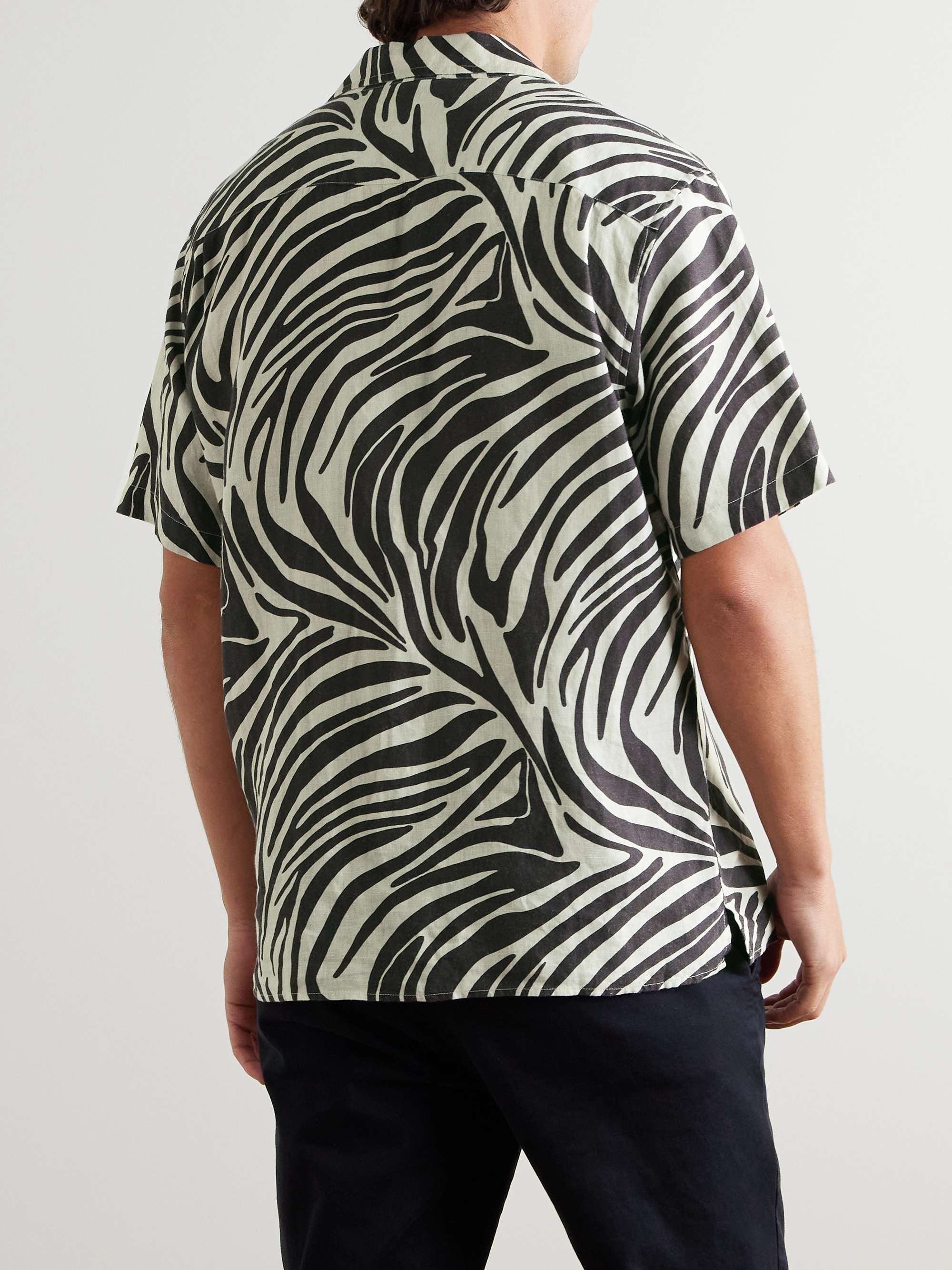 + 007 Camp-Collar Zebra-Print Linen Shirt view