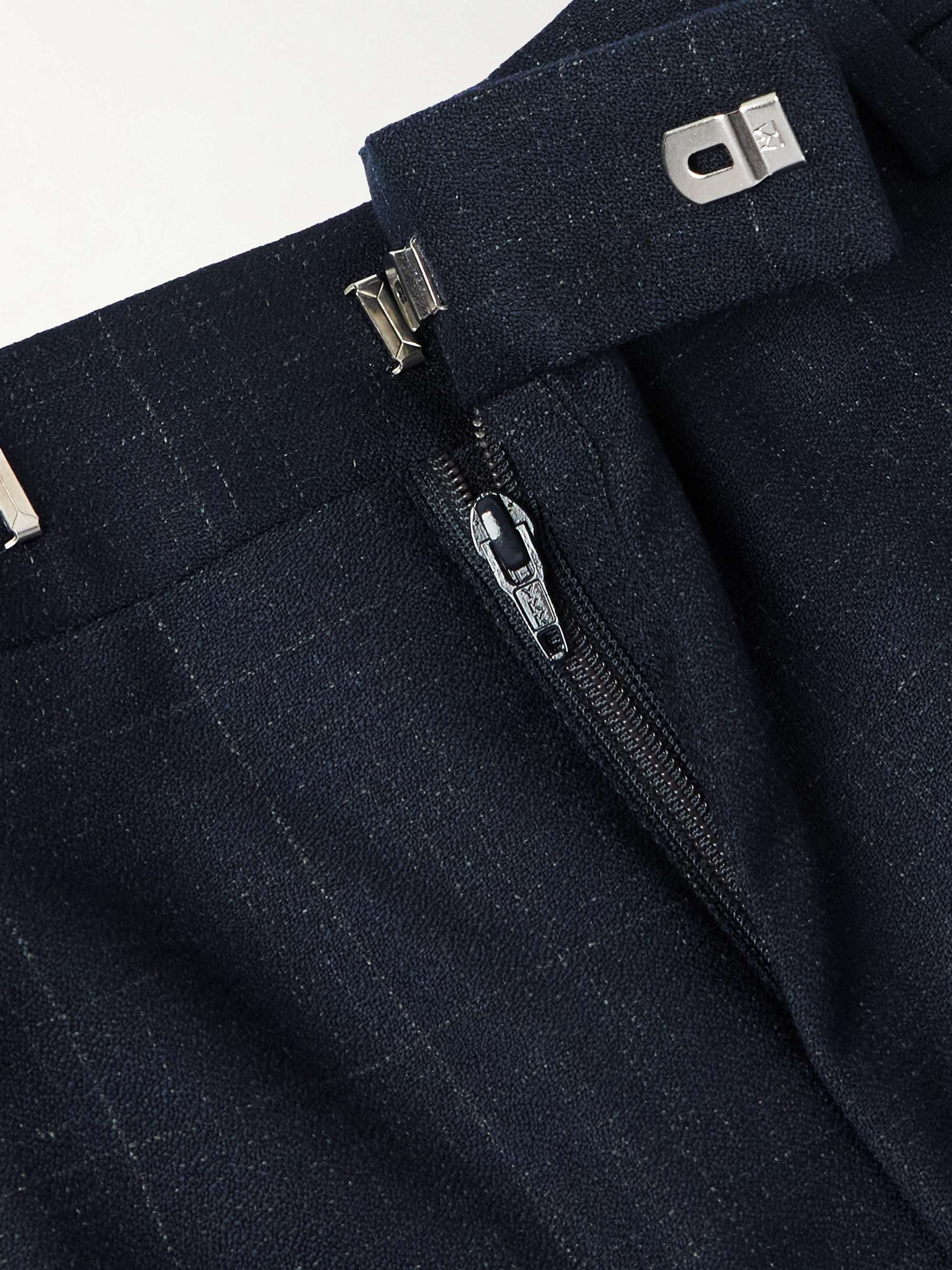 Straight-Leg Checked Wool Suit Trousers view