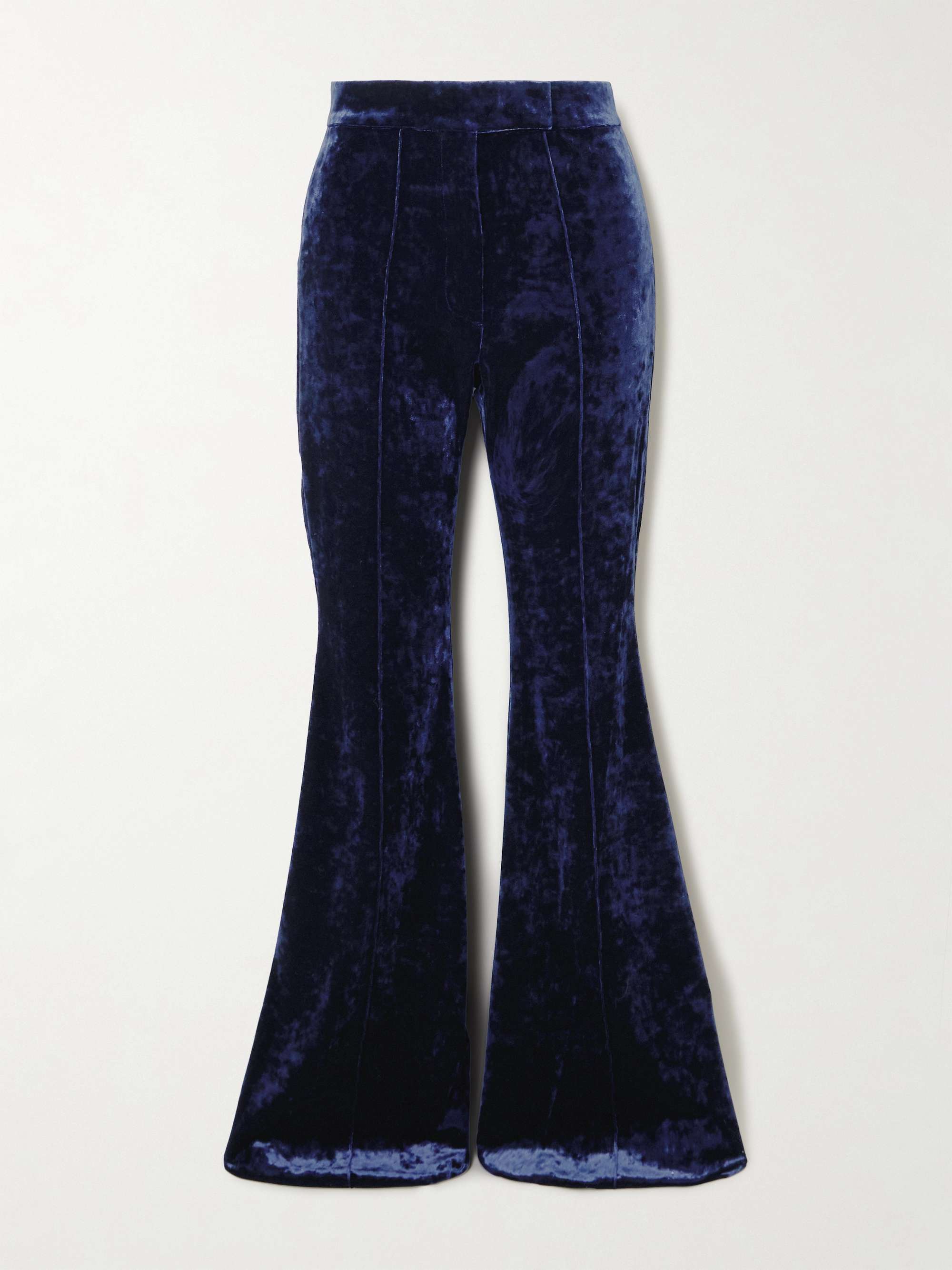 Stretch-velvet flared pants view