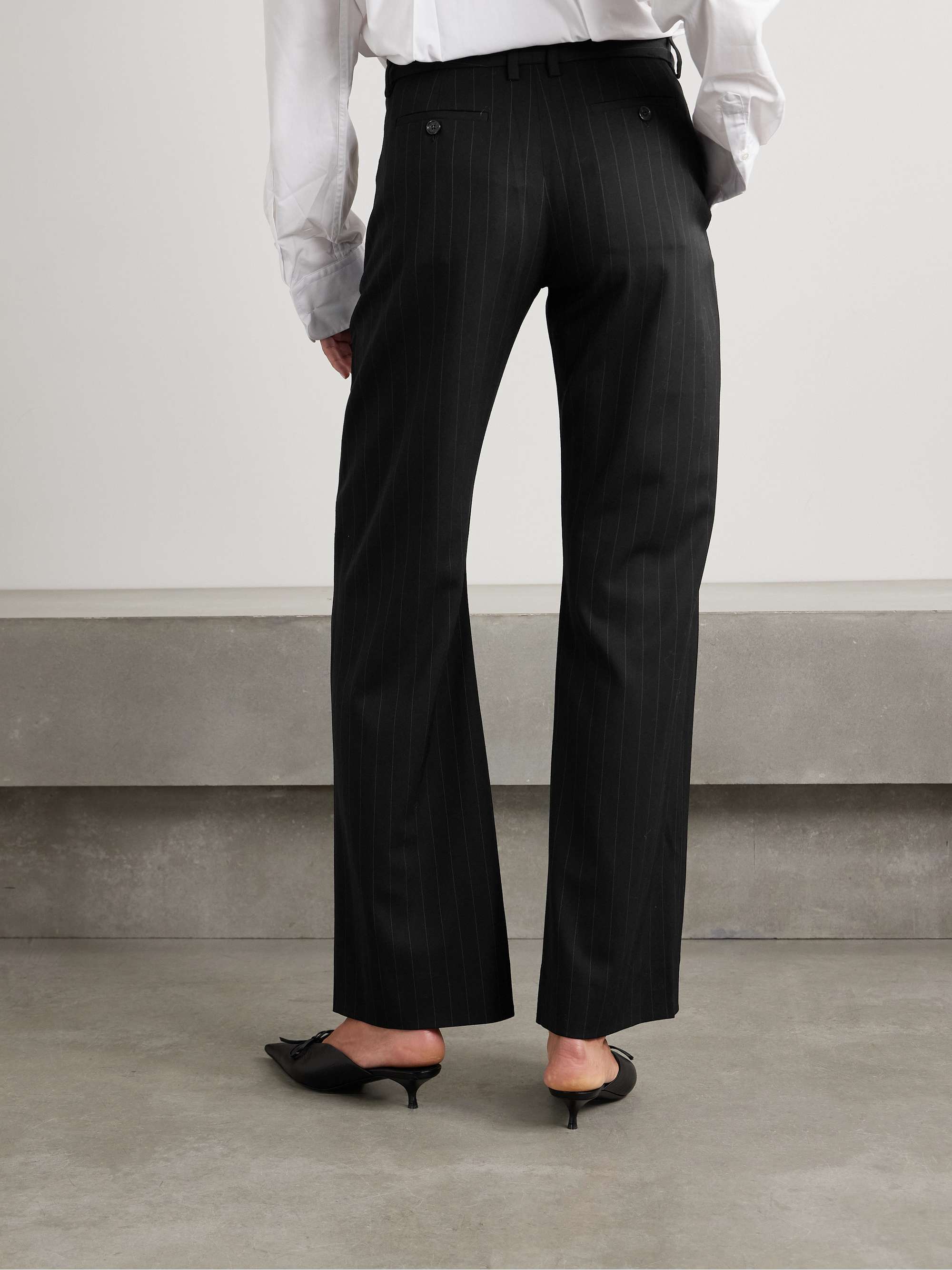 Pinstriped crepe straight-leg pants view