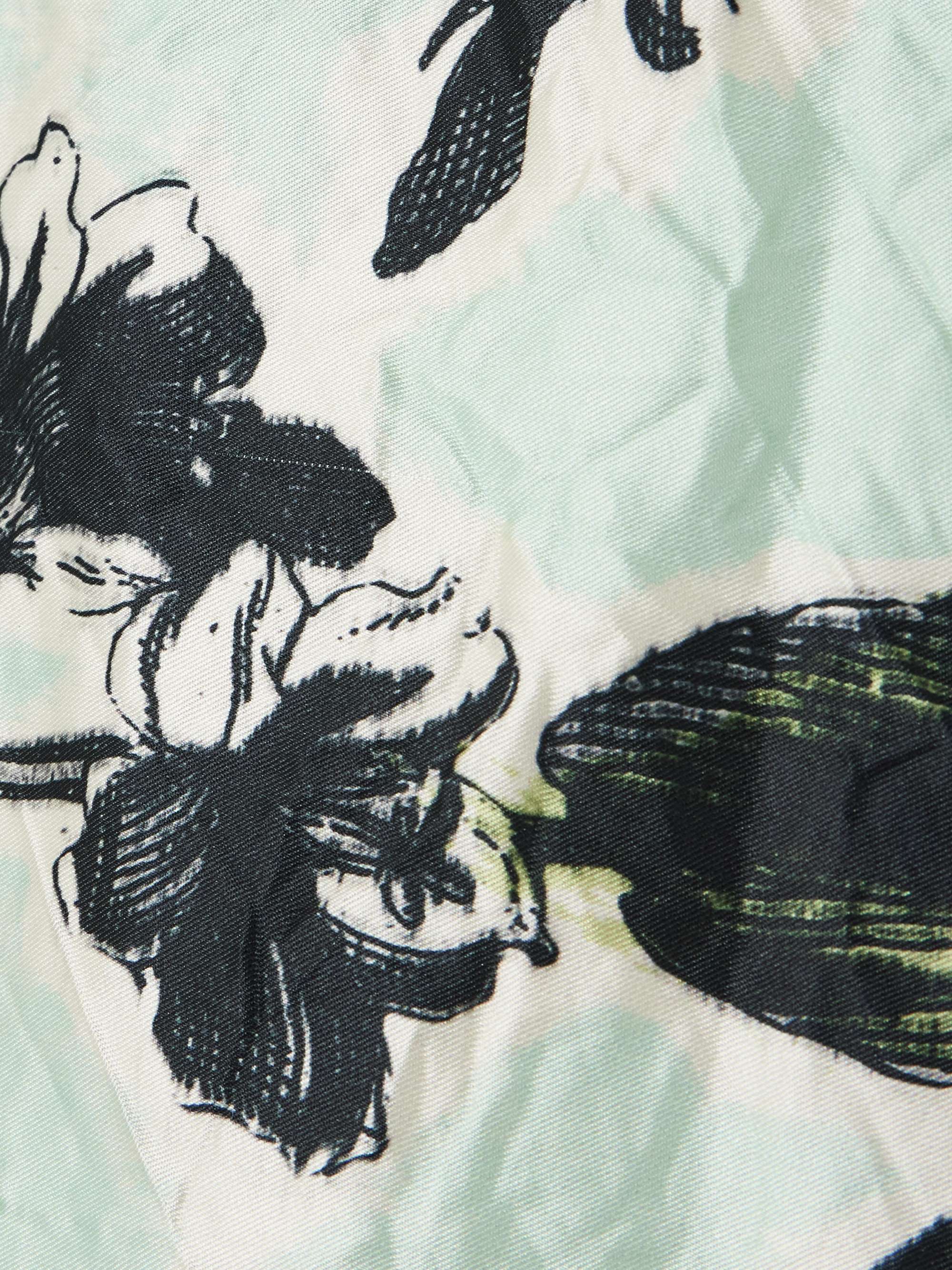 Violetta floral-print crinkled-satin midi skirt view