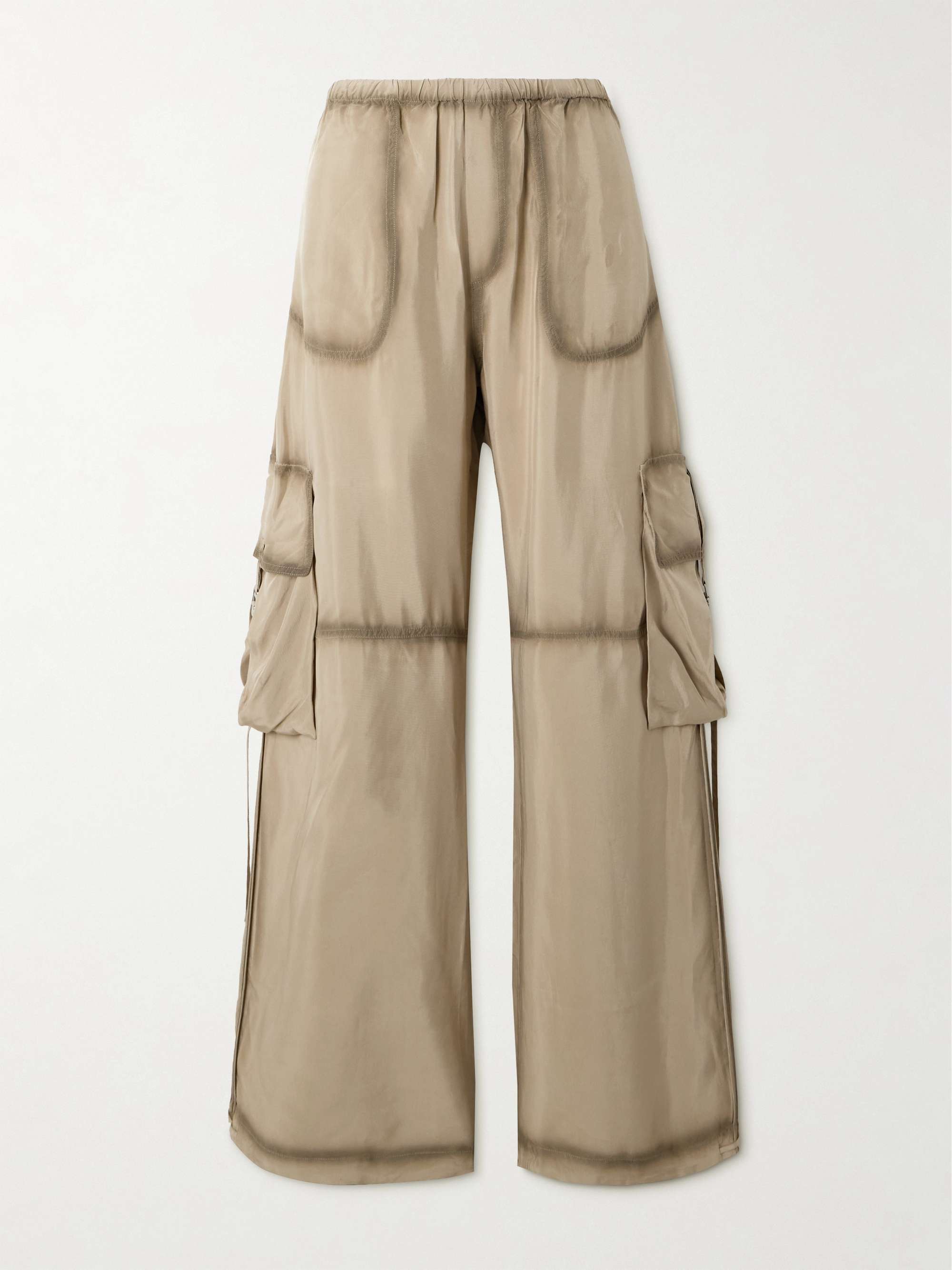 Satin-twill wide-leg cargo pants view