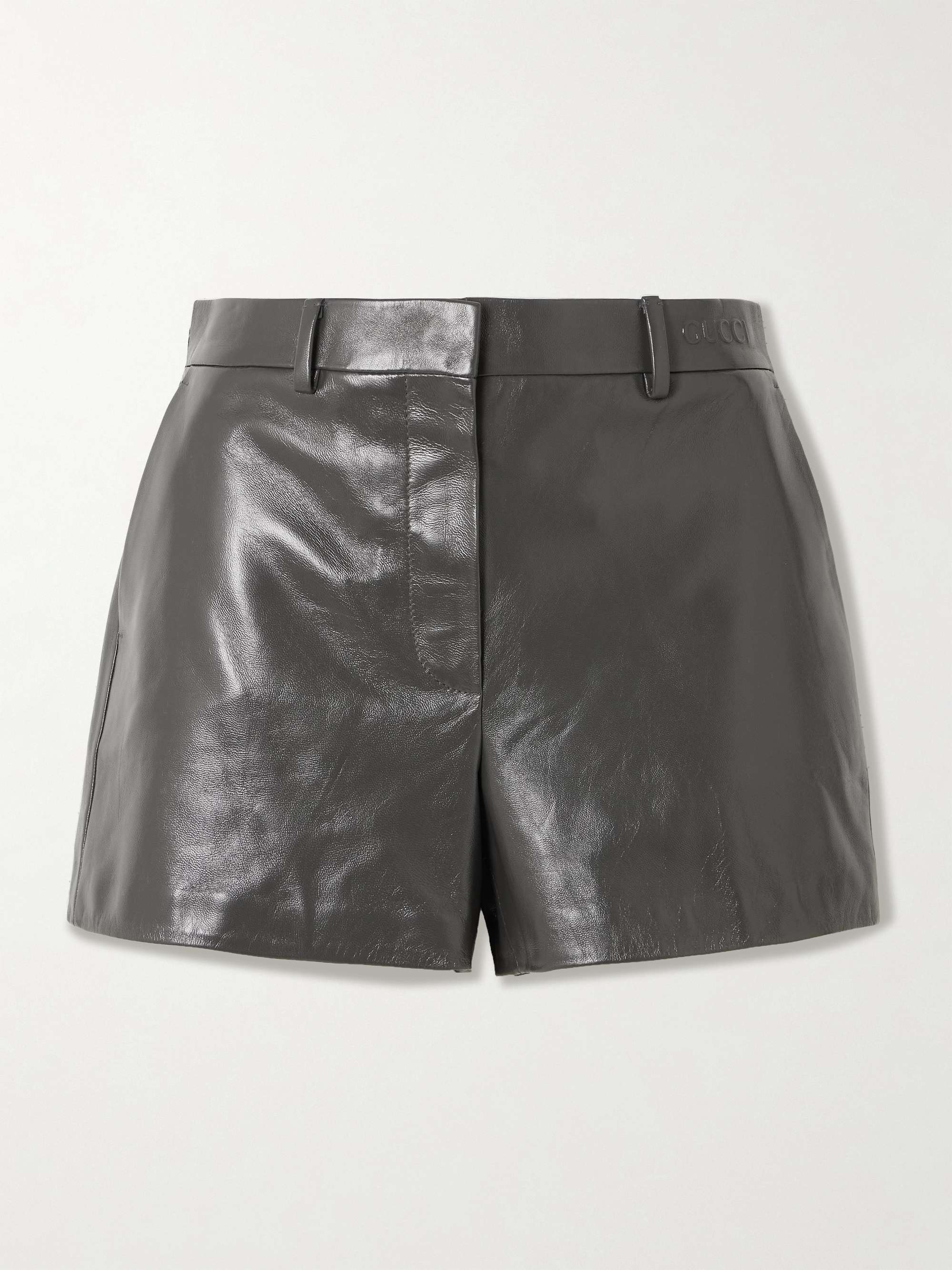 Embossed leather shorts view