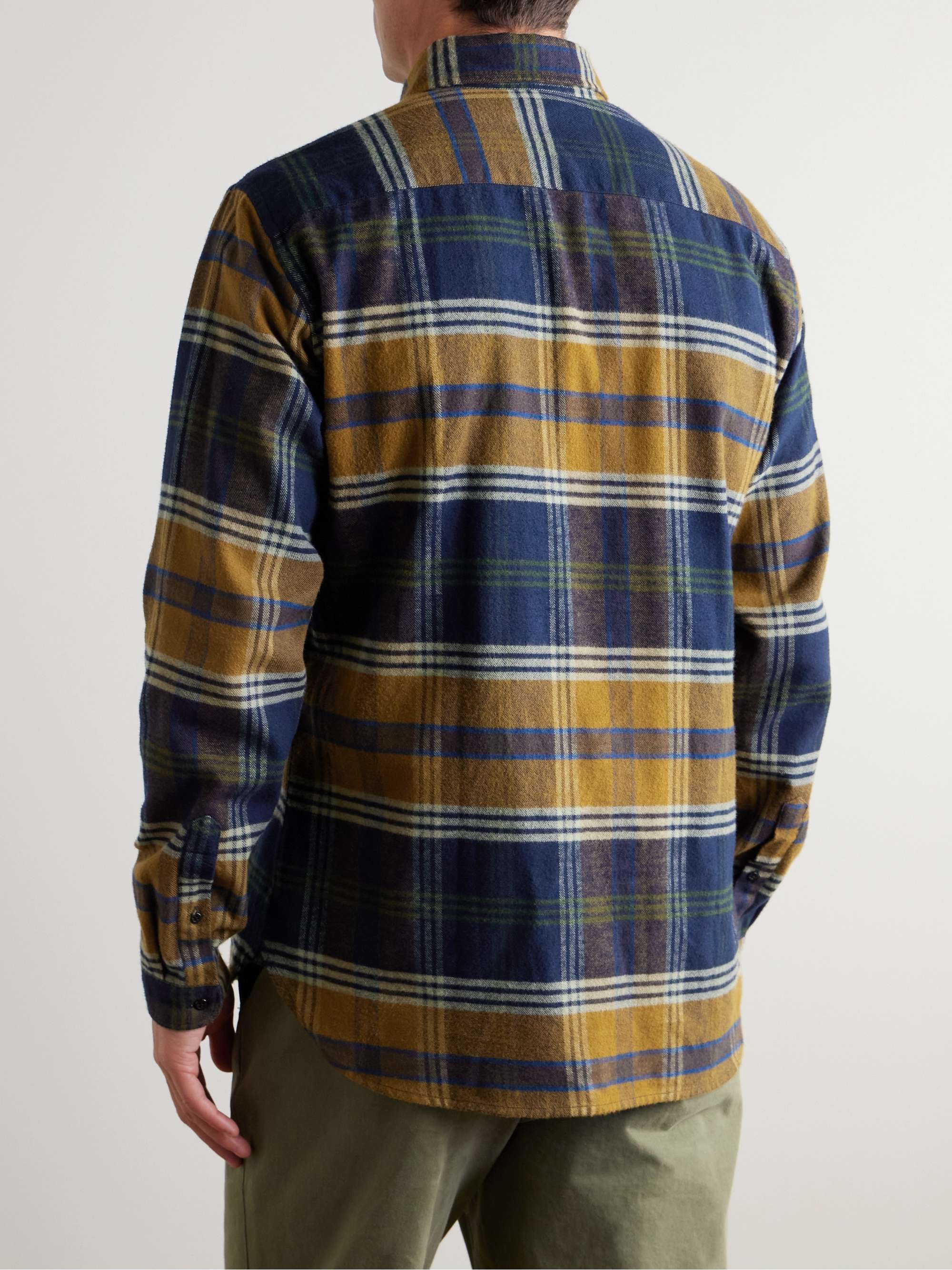 Brook Button-Down Collar Checked Organic Cotton-Flannel Shirt view
