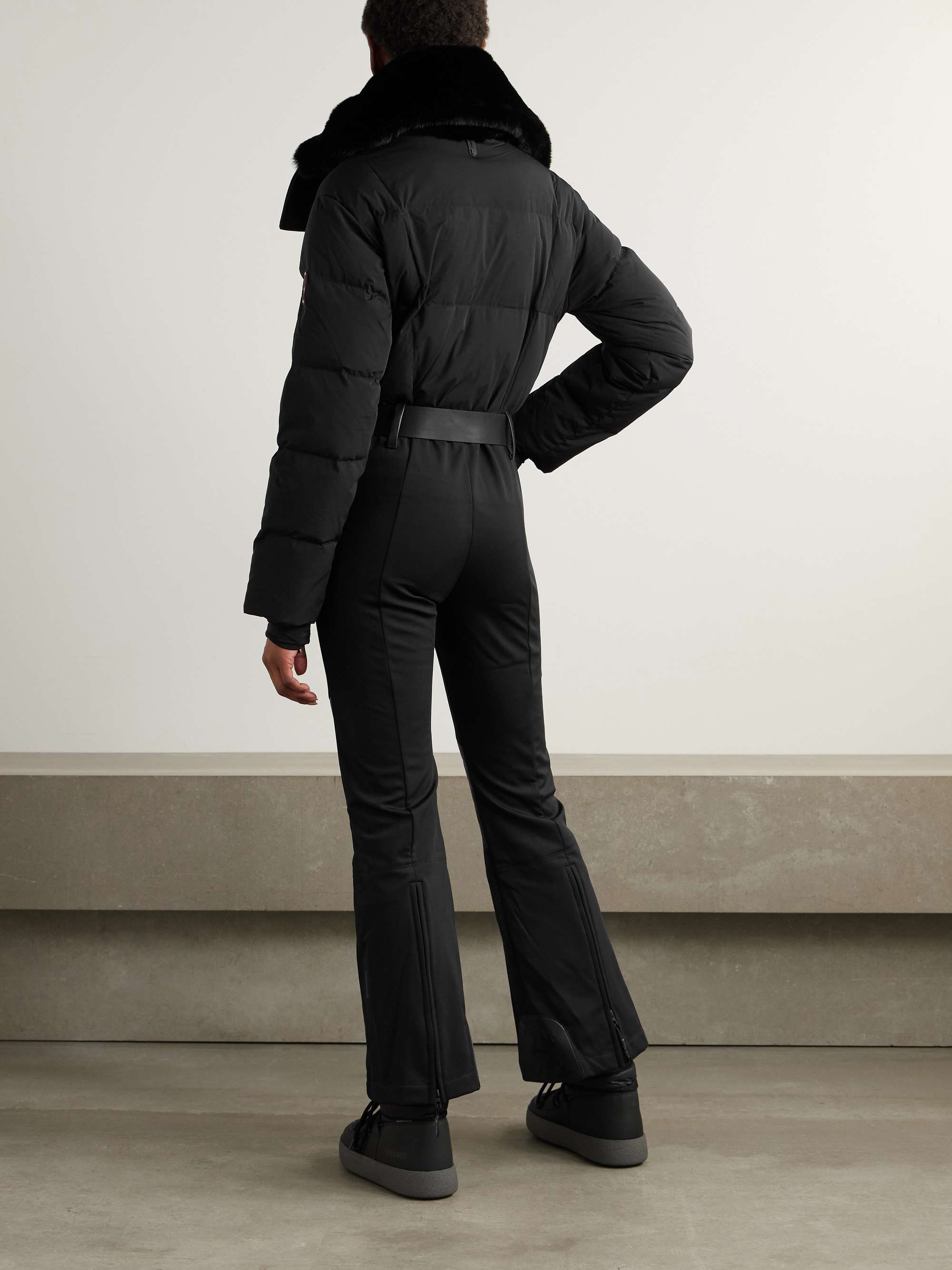 Love plush-trimmed belted quilted shell down ski suit view