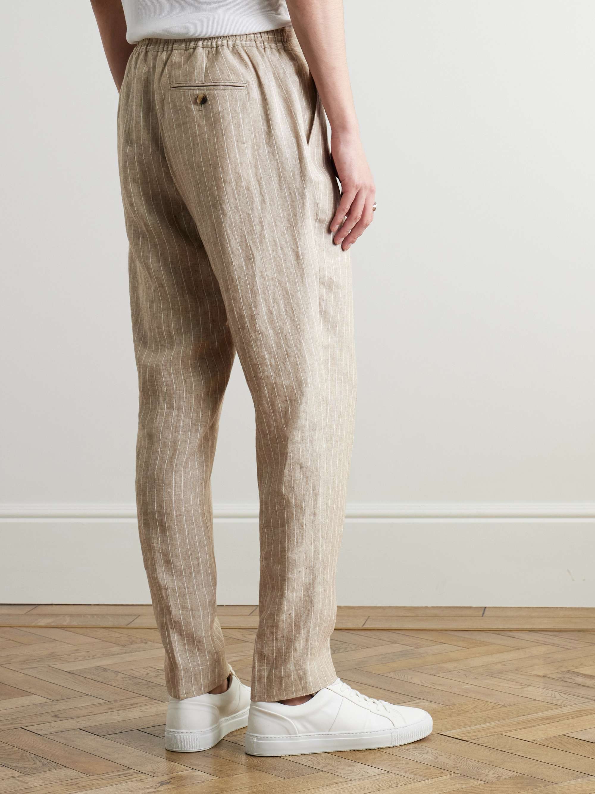 James Straight-Leg Striped Linen Suit Trousers view