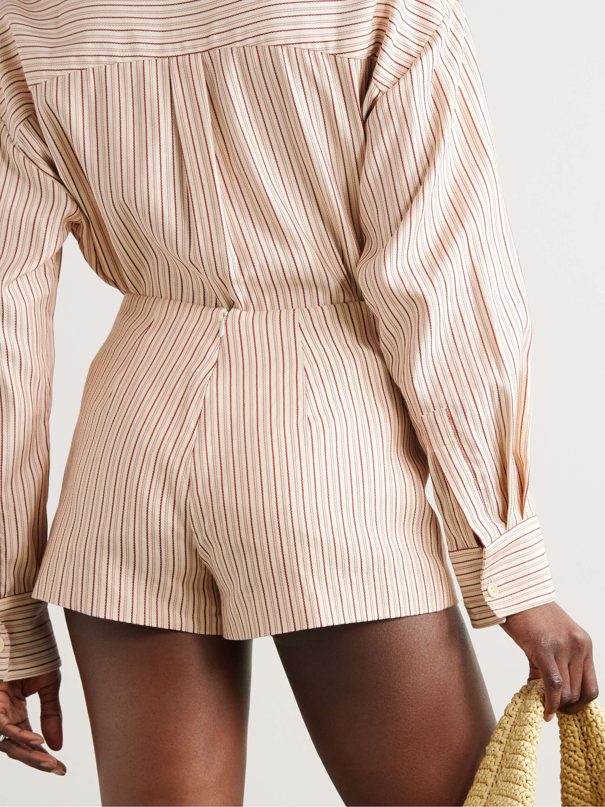 Striped organic cotton-blend shorts view