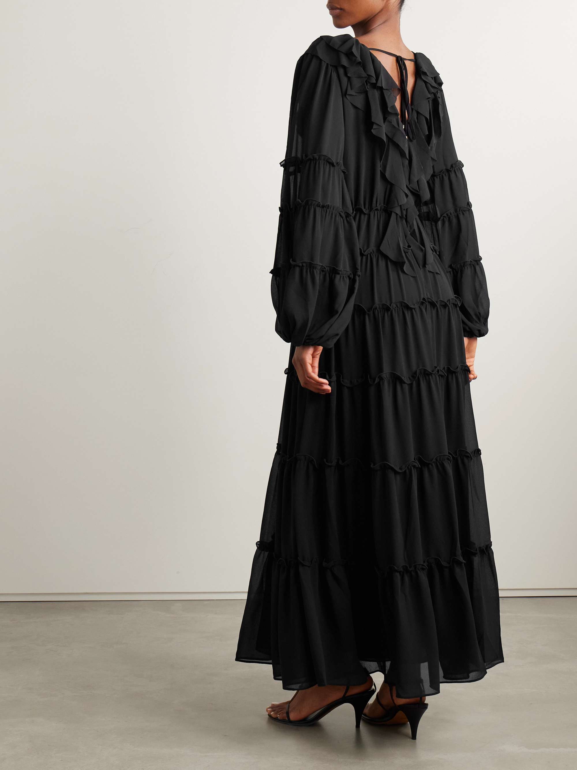 Protea ruffled crepe de chine maxi dress view