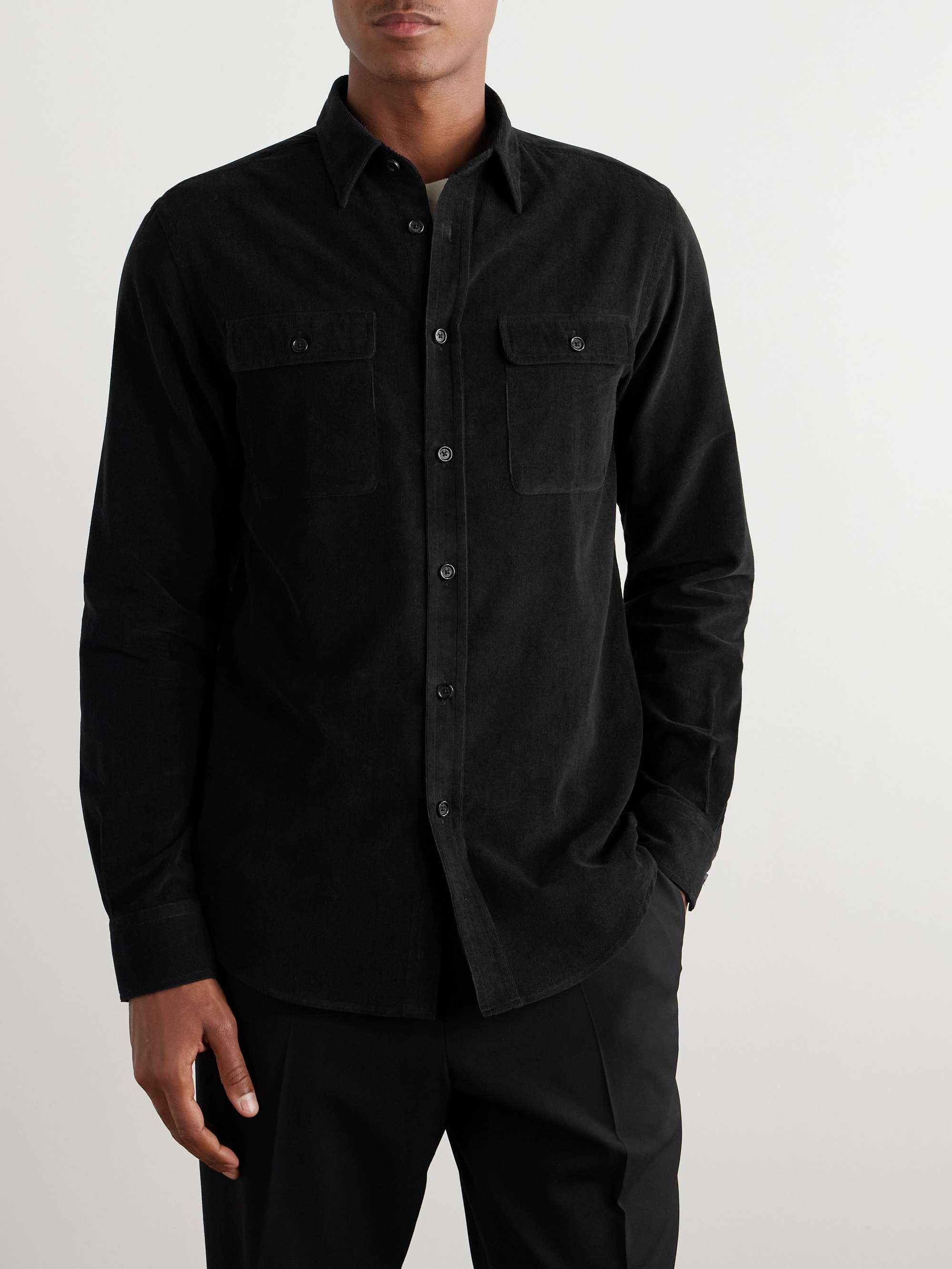 Cotton and Cashmere-Blend Corduroy Shirt view