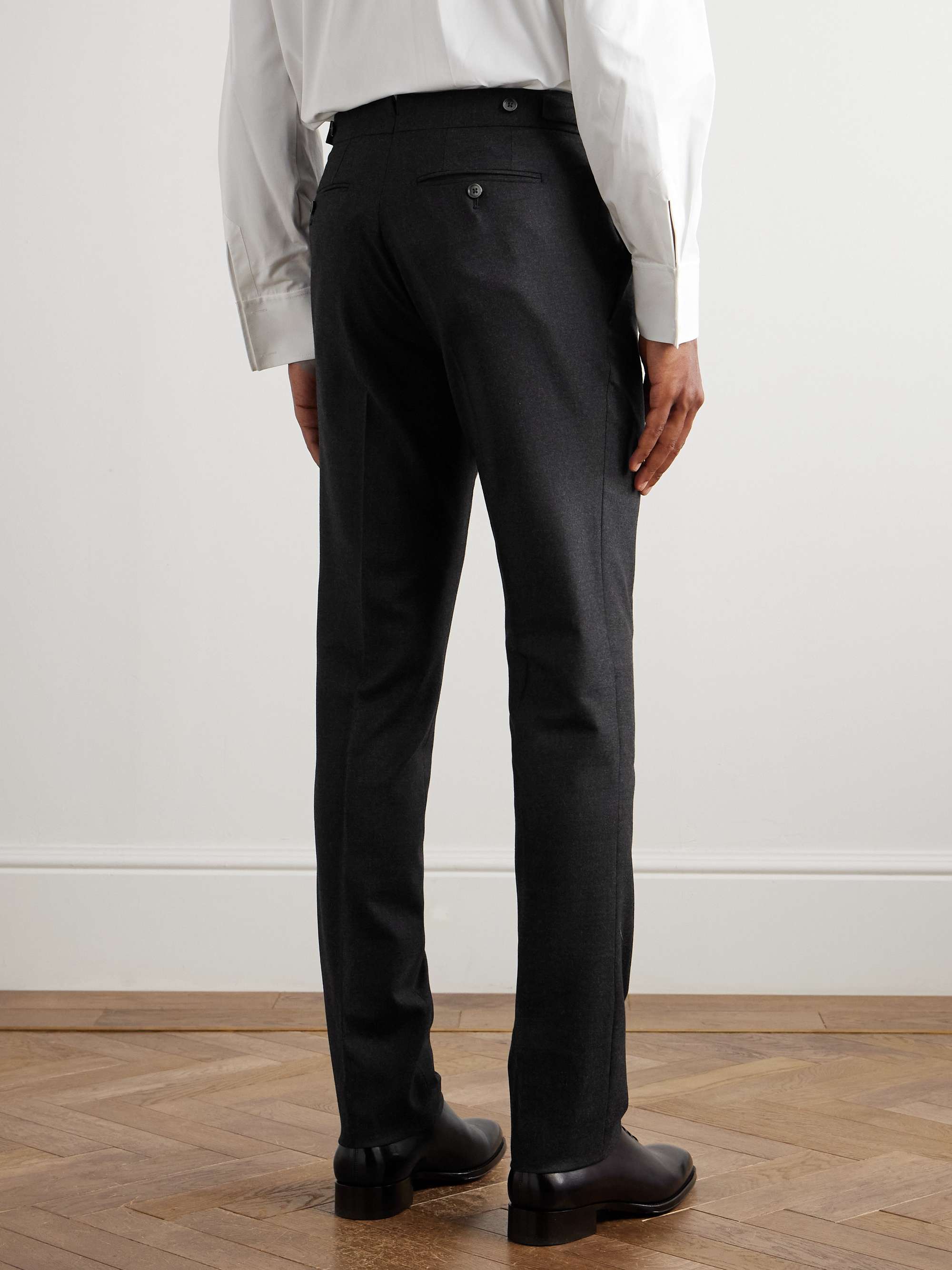 Dyllan Slim-Fit Straight-Leg Stretch-Wool Flannel Trousers view