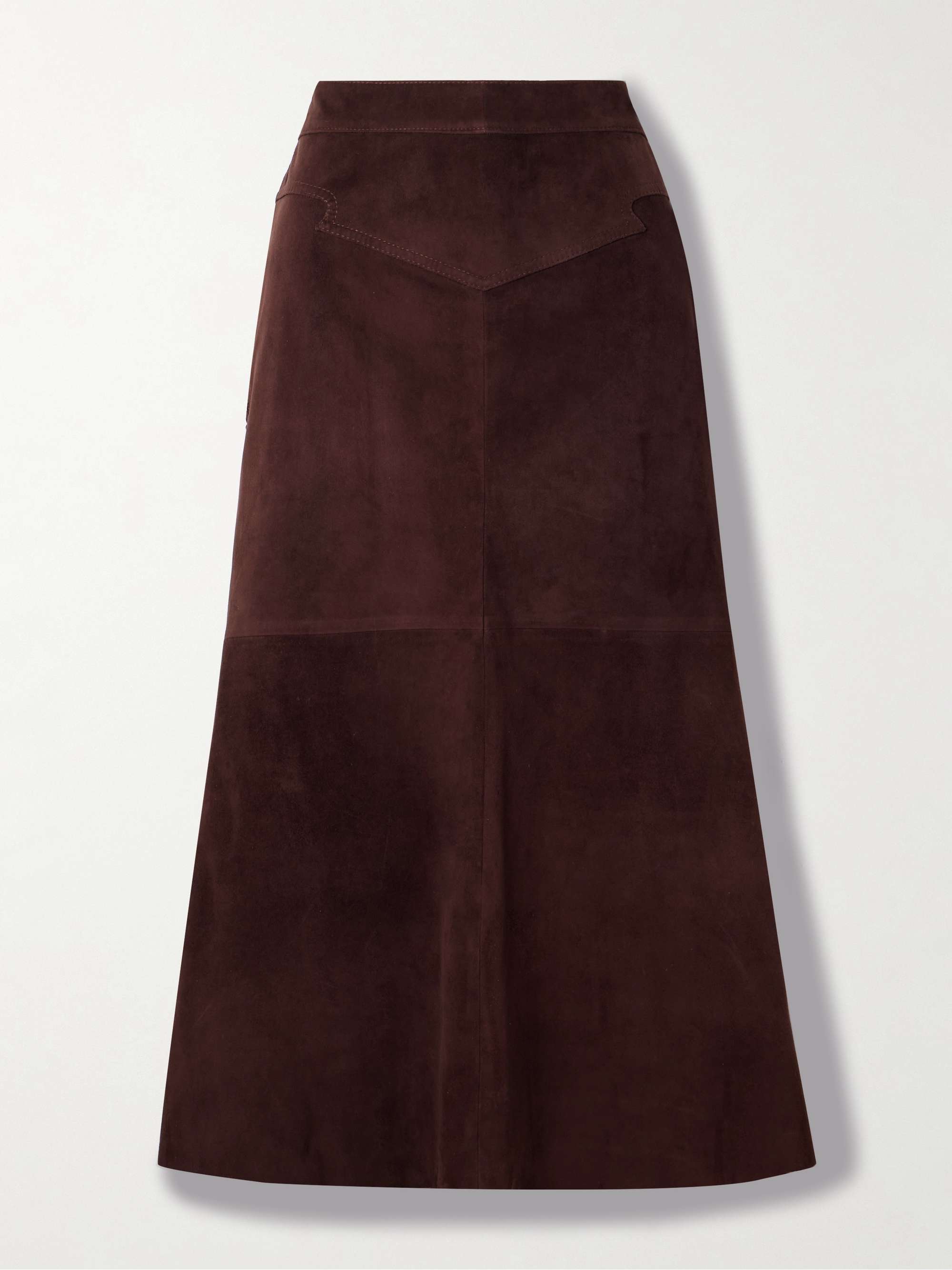 El Buque crochet-trimmed suede midi skirt view