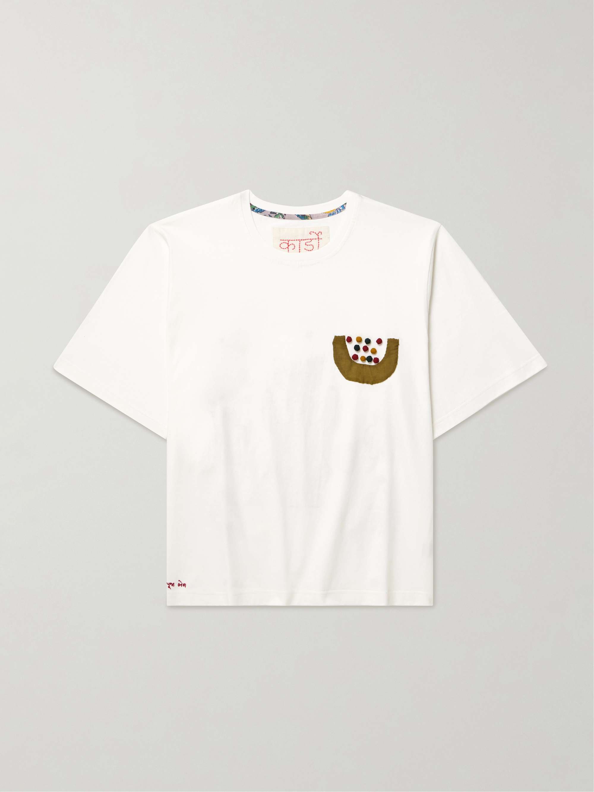 Embroidered Appliquéd Cotton-Jersey T-Shirt view