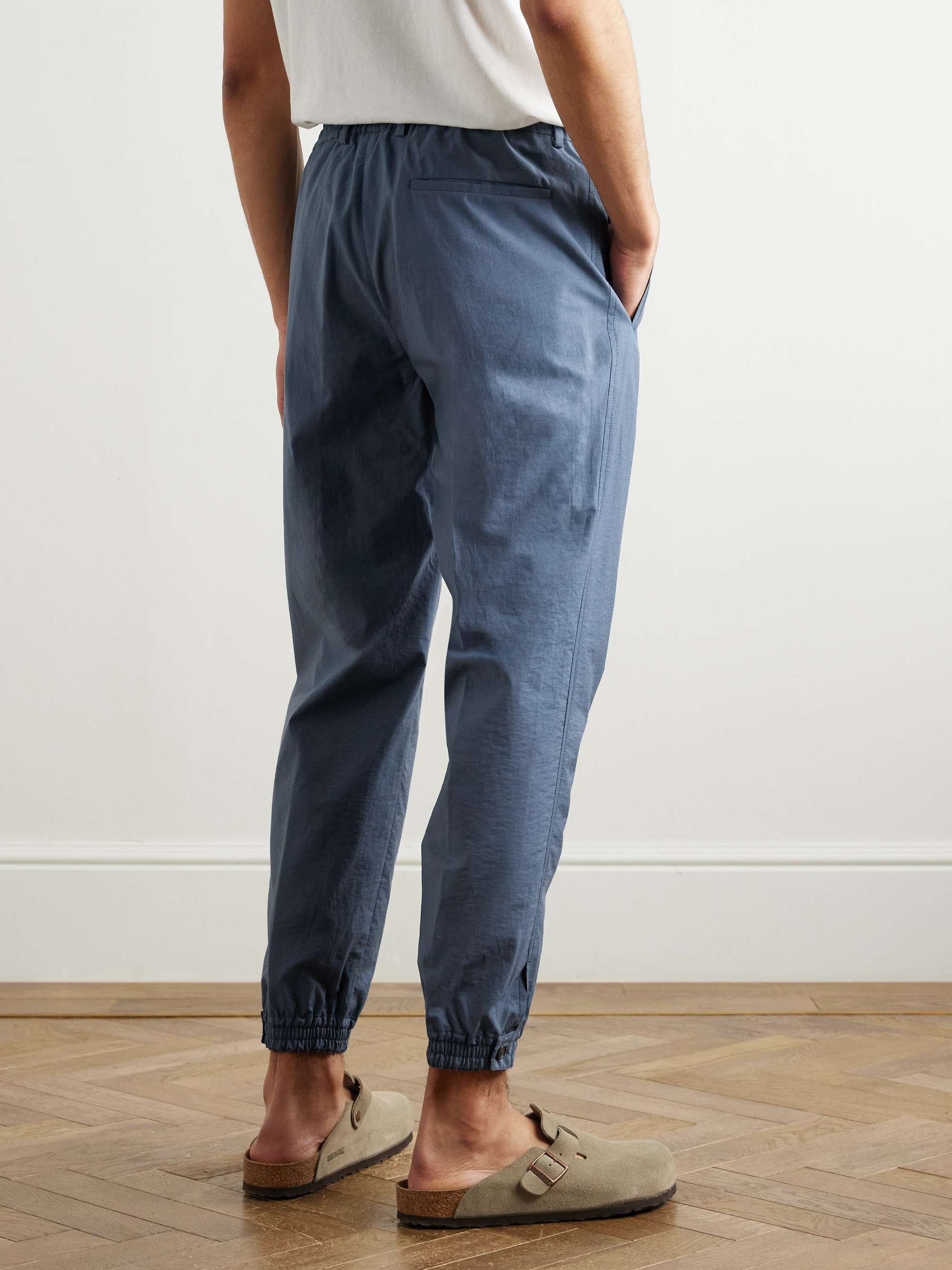 Teknosartorial Slim-Fit Tapered Cotton-Blend Poplin Drawstring Trousers view