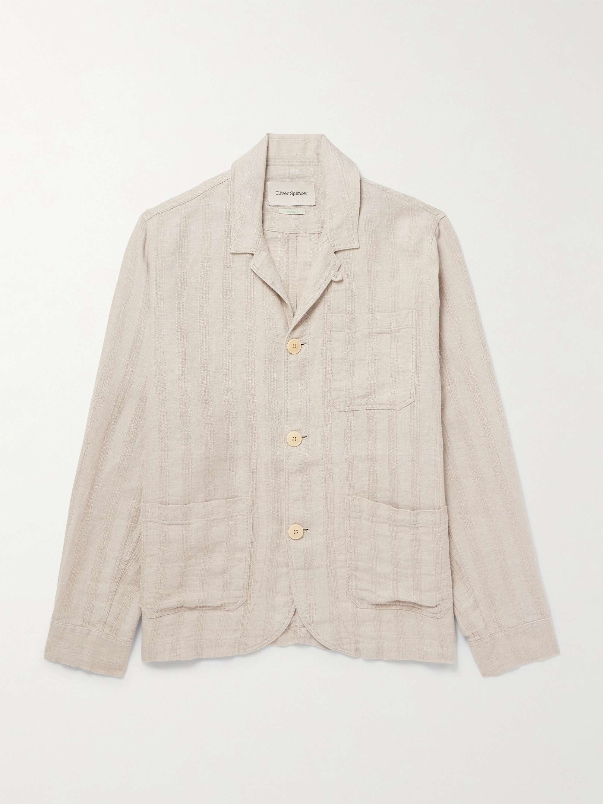 Bradwell Convertible-Collar Striped Linen Jacket view