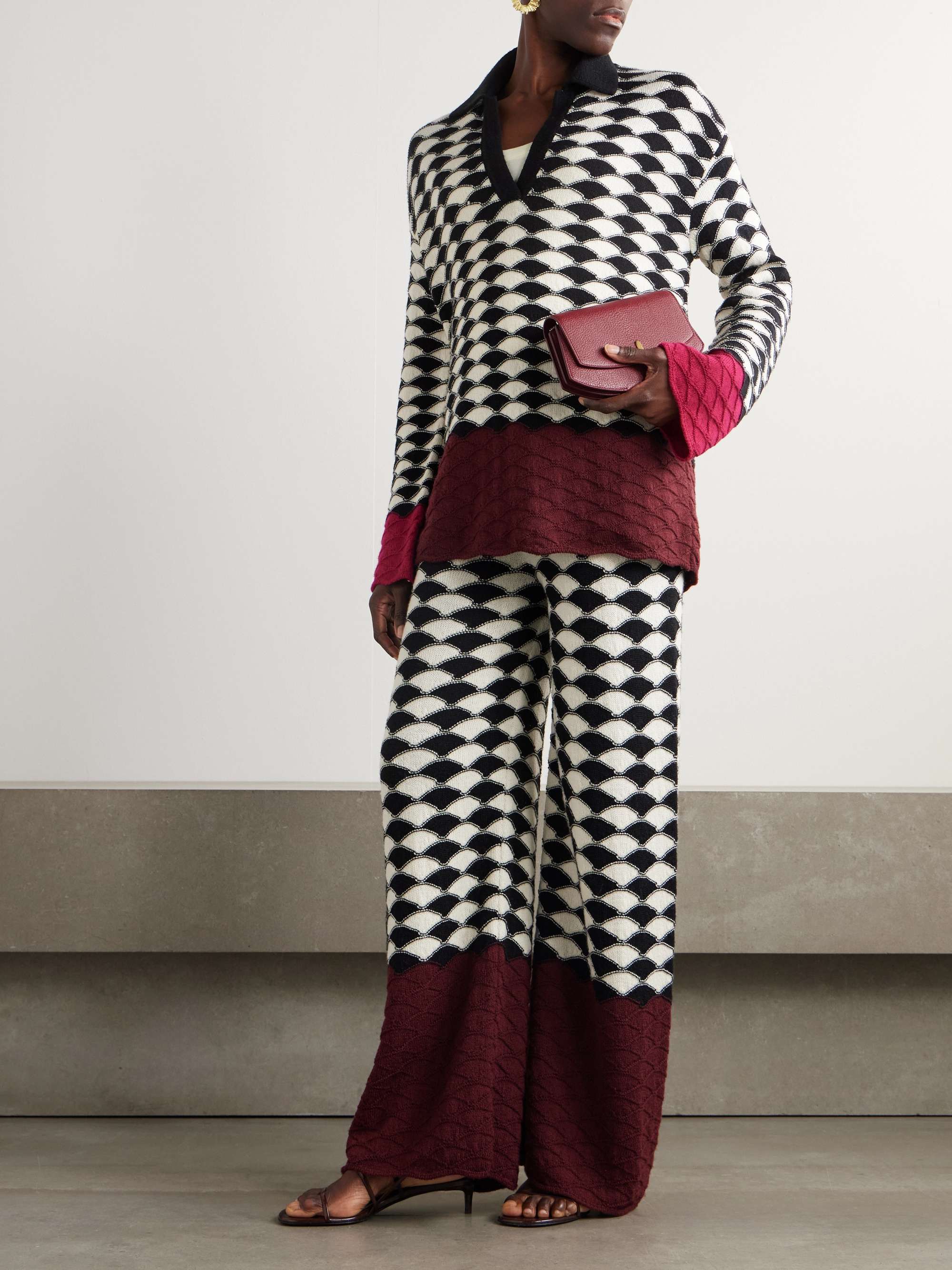 Wool-jacquard wide-leg pants view