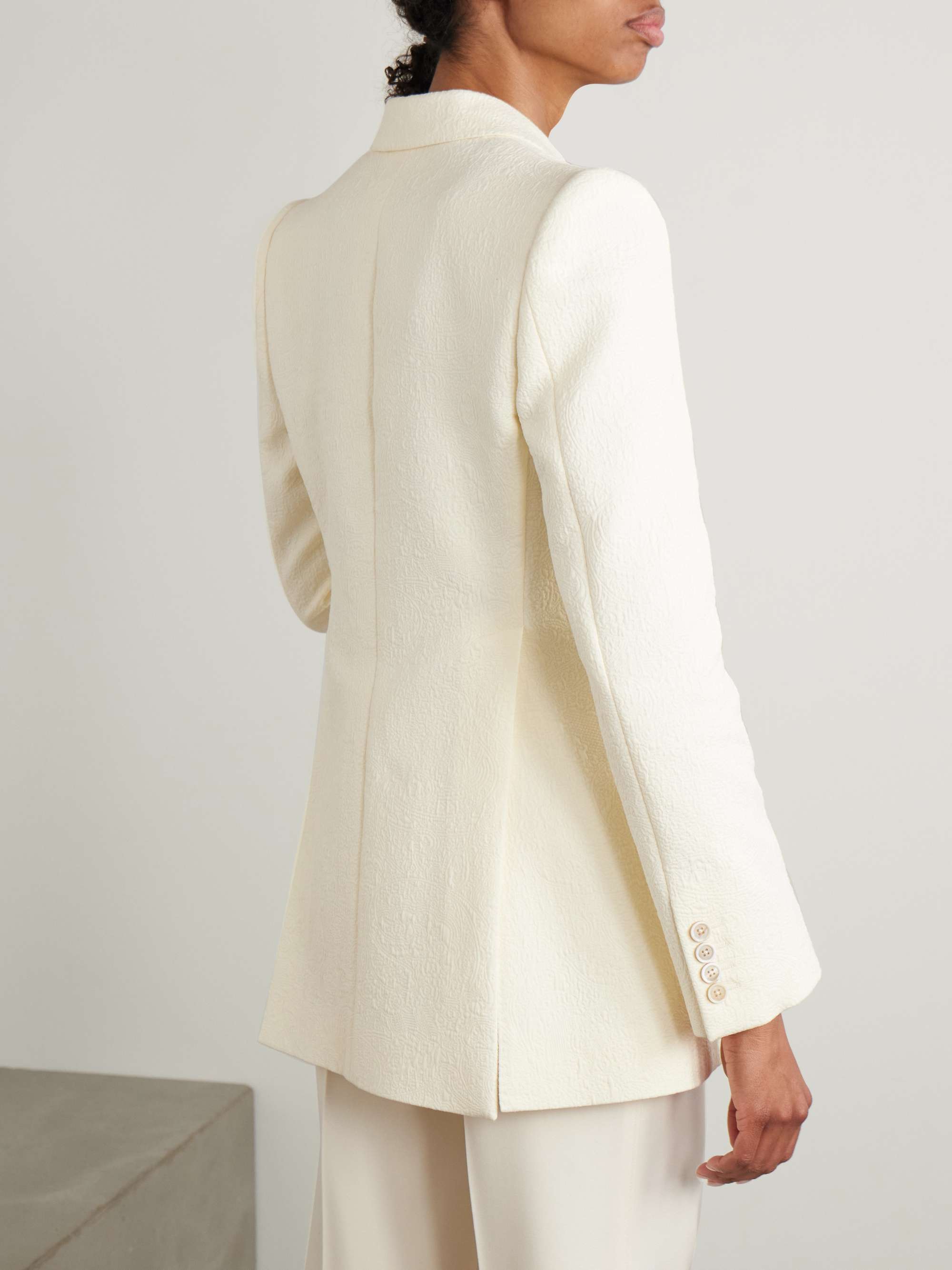 Double-breasted quilted cotton-blend jacquard blazer view