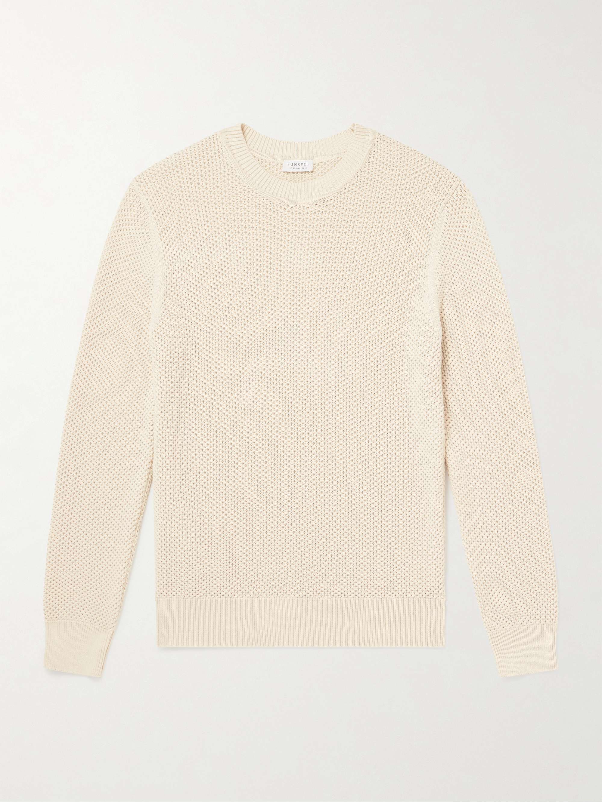 Honeycomb-Knit Cotton Sweater view