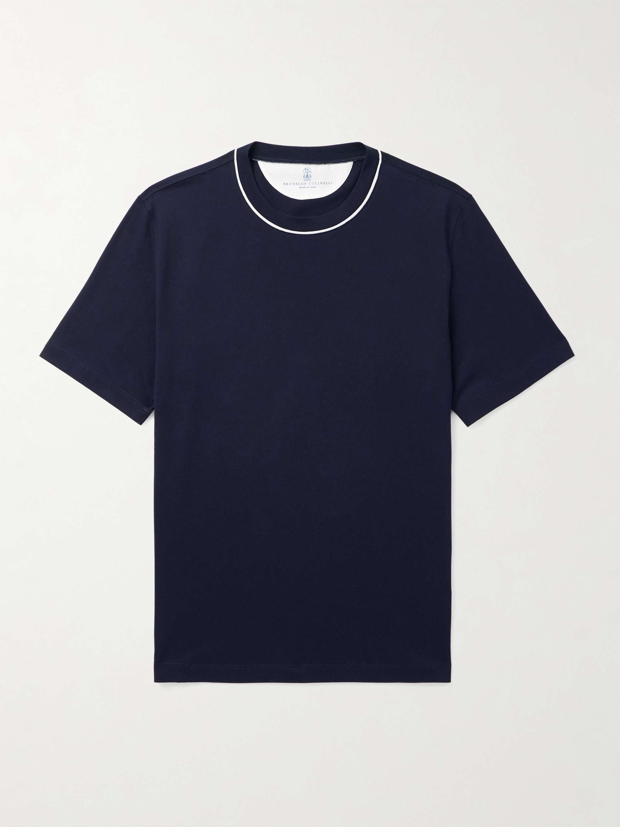 Piped Cotton-Jersey T-Shirt view