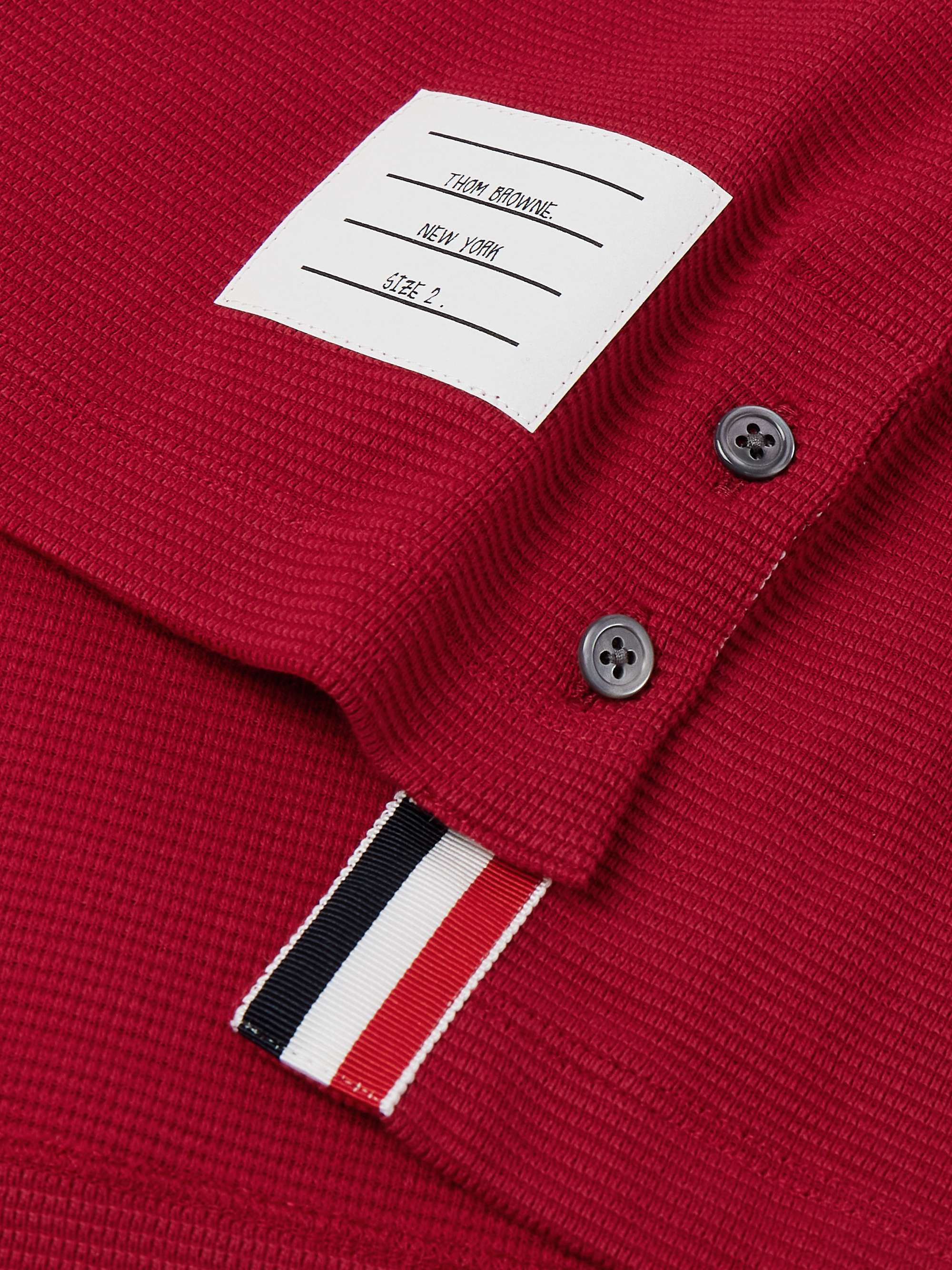 Slim-Fit Logo-Appliquéd Striped Waffle-Knit Cotton T-Shirt view