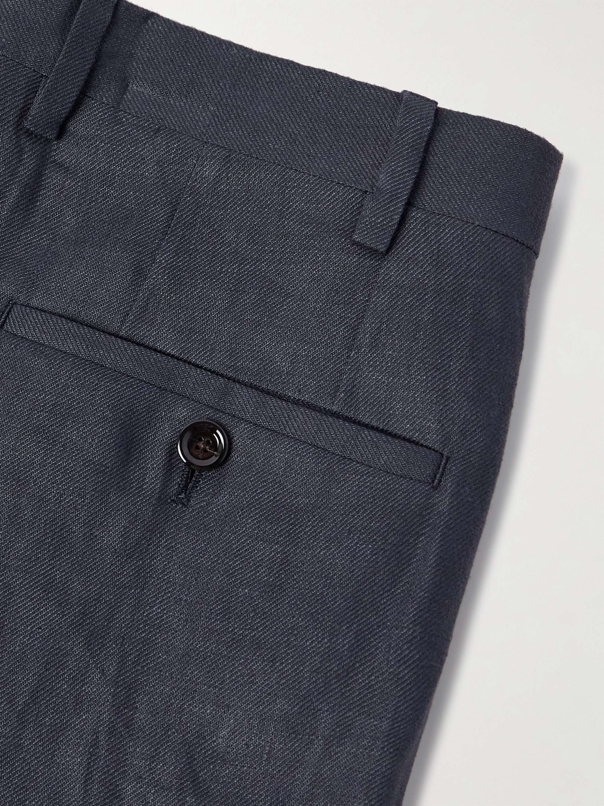 Soho Straight-Leg Pleated Linen-Twill Suit Trousers view