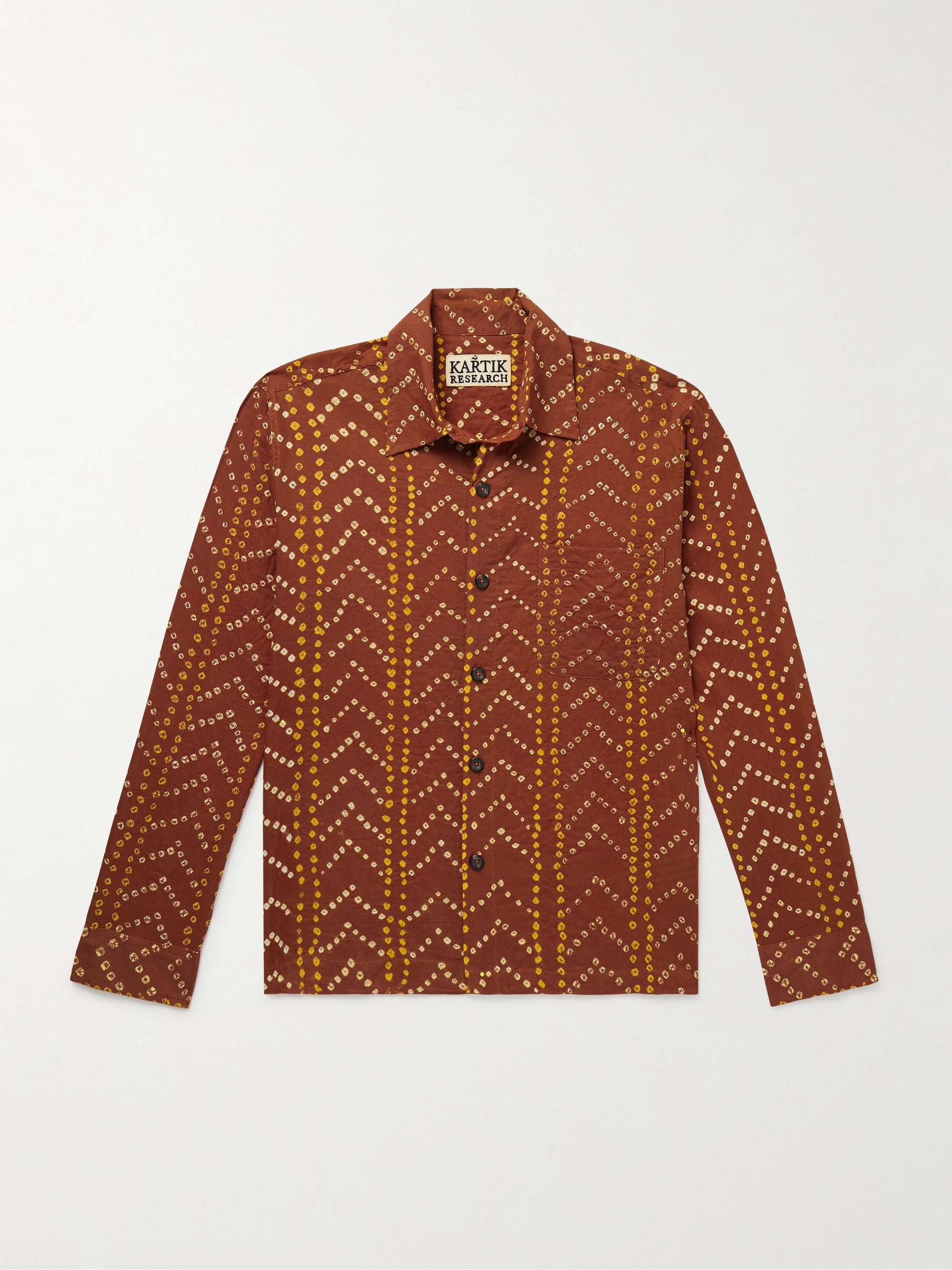 Camp-Collar Tie-Dyed Cotton Shirt view