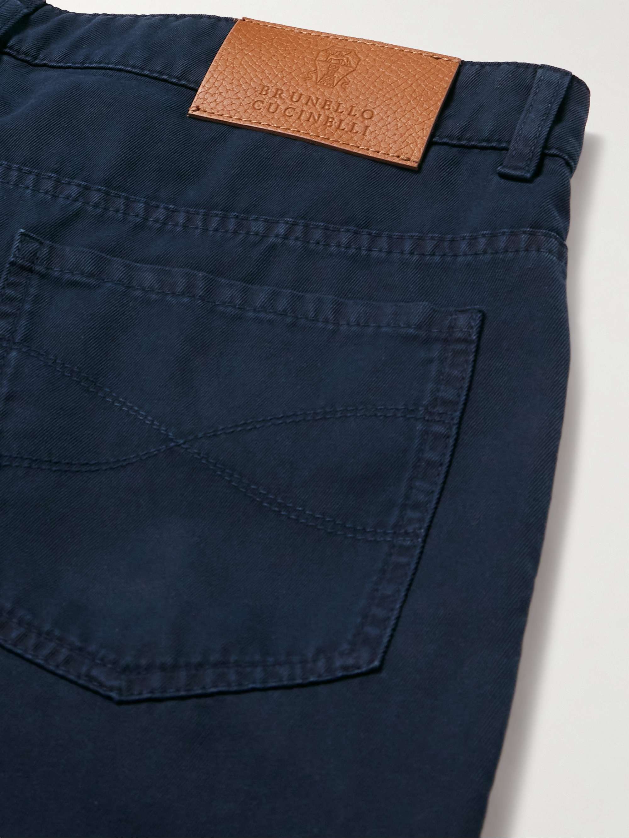 Straight-Leg Logo-Embroidered Cotton-Gabardine Trousers view