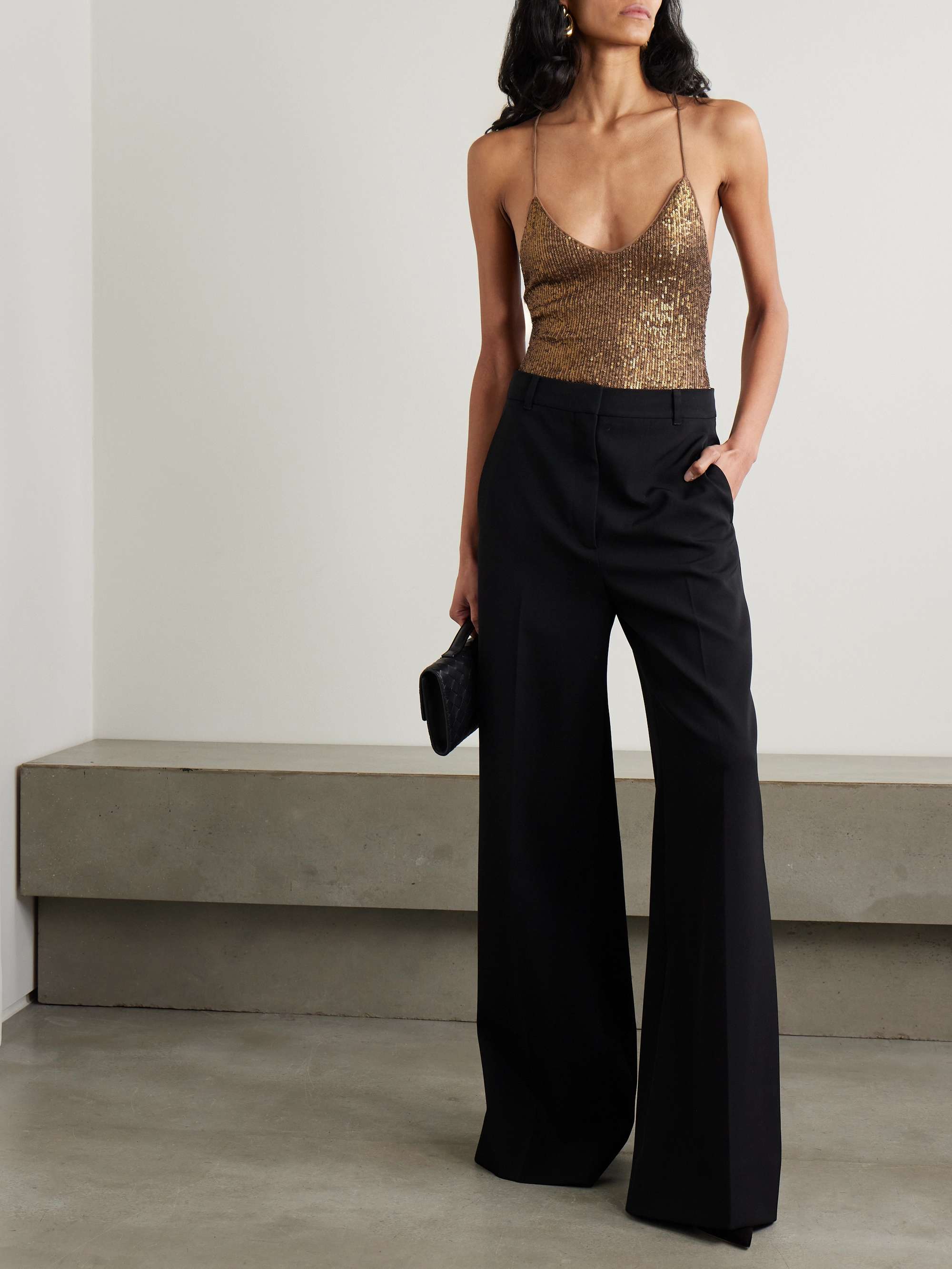 Fara open-back sequined mesh bodysuit view