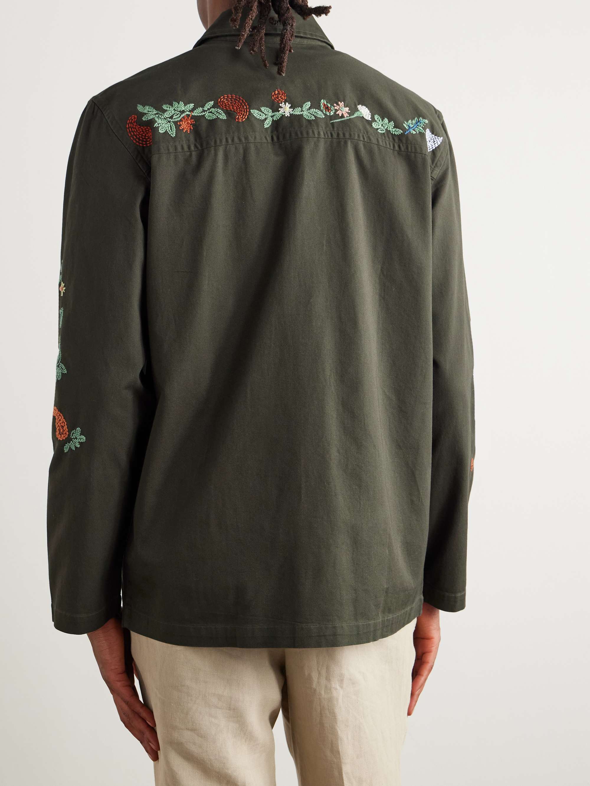 Embroidered Cotton-Twill Overshirt view
