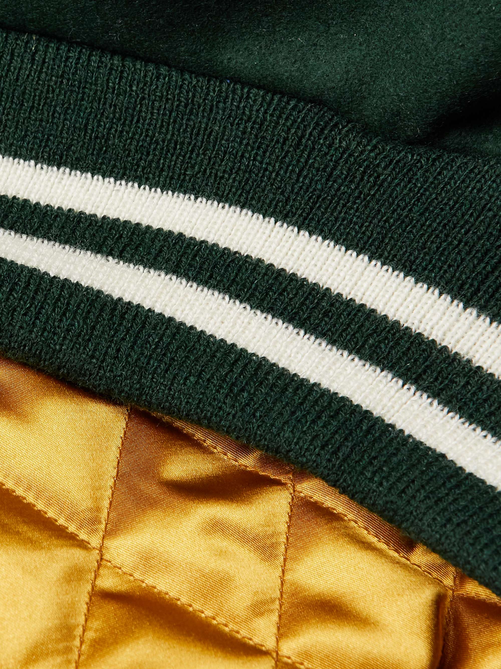 The Portola Leather-Trimmed Wool-Blend Varsity Jacket view
