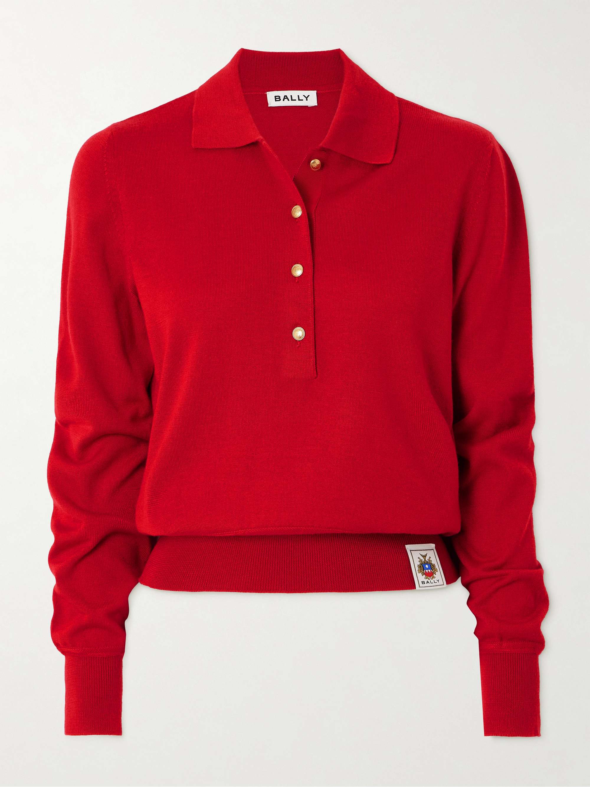 Cashmere and silk-blend polo sweater view