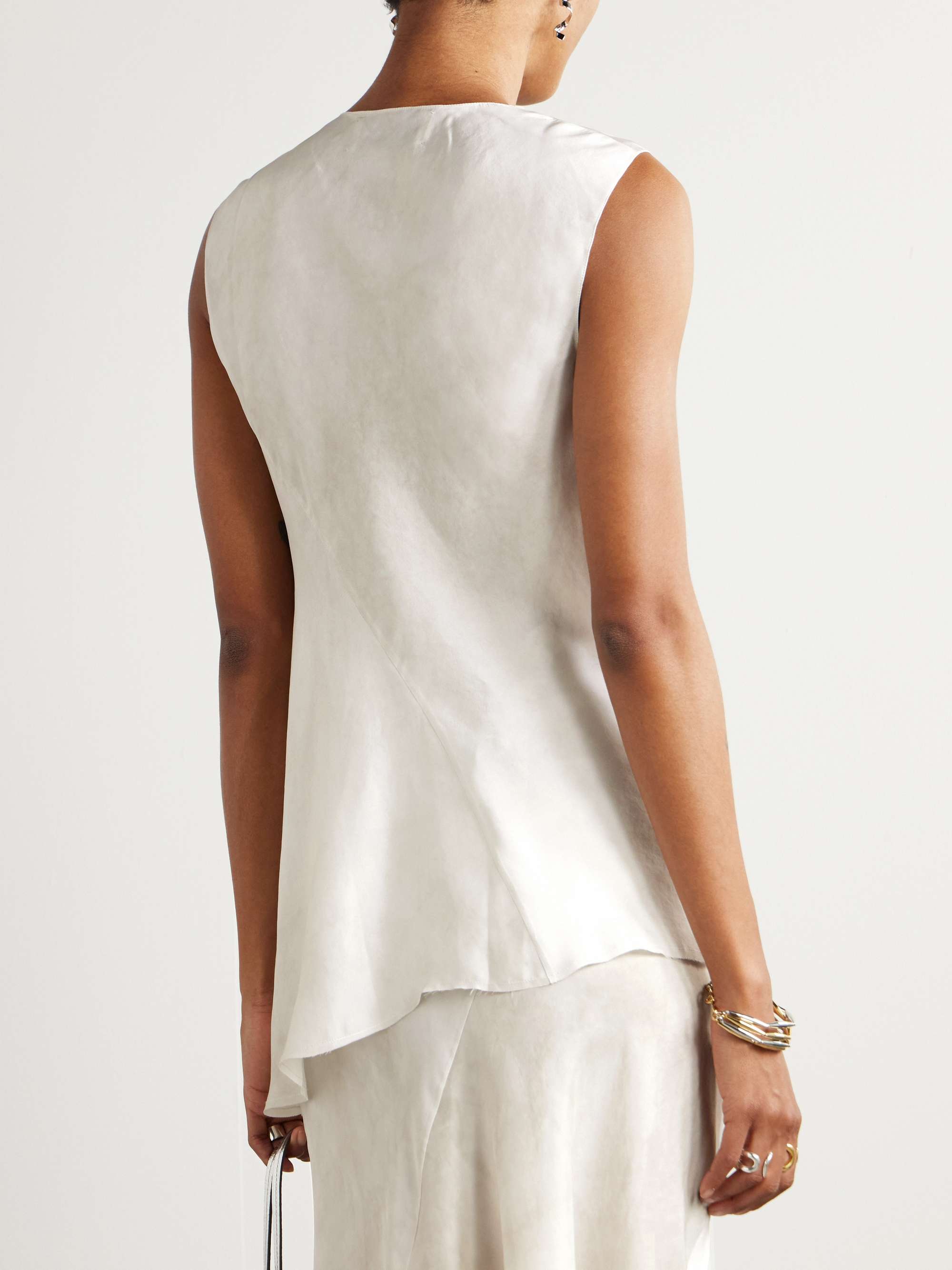 Dali asymmetric silk-voile top view