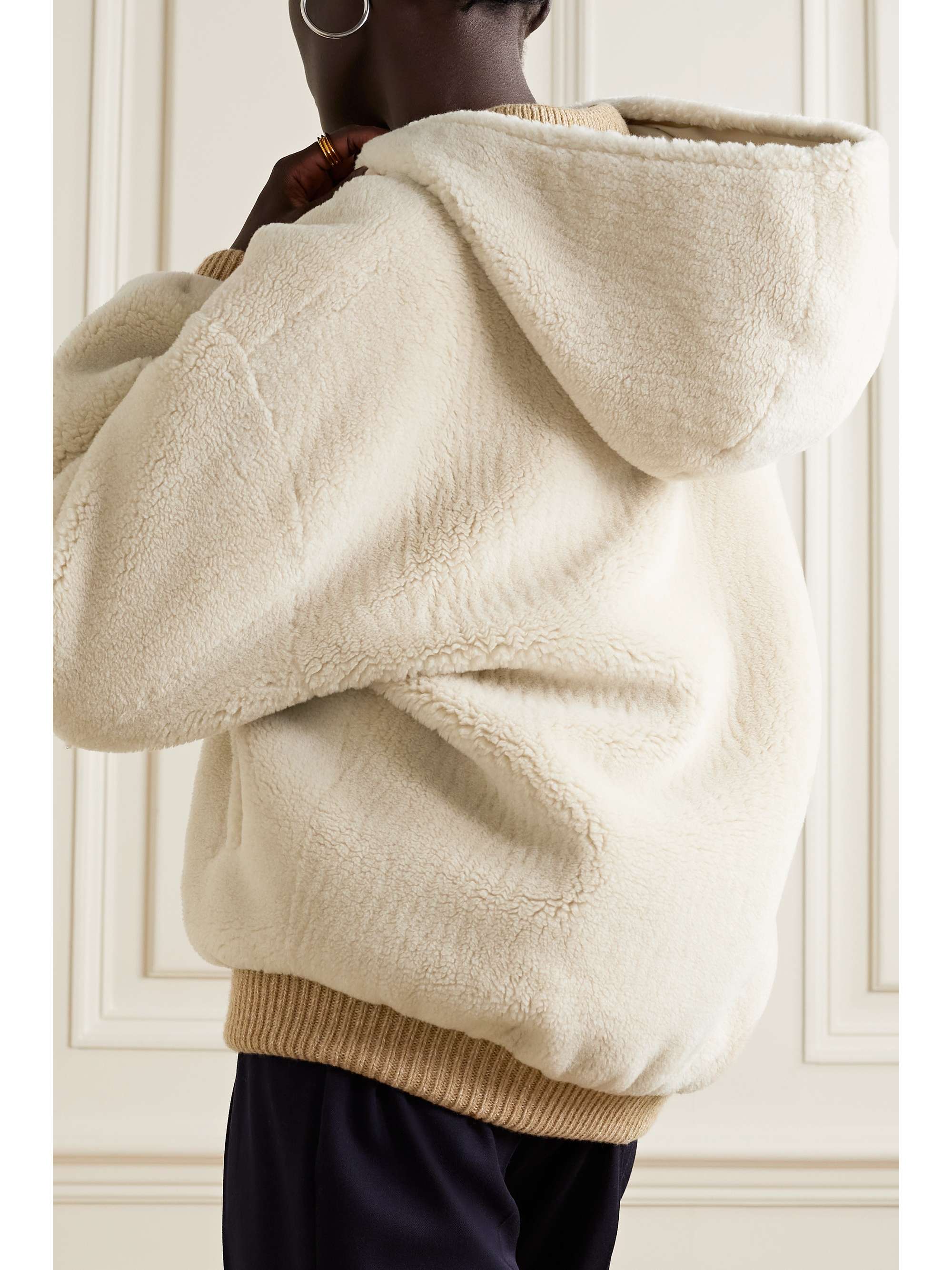 Carley reversible cashmere and silk-blend fleece and twill jacket view