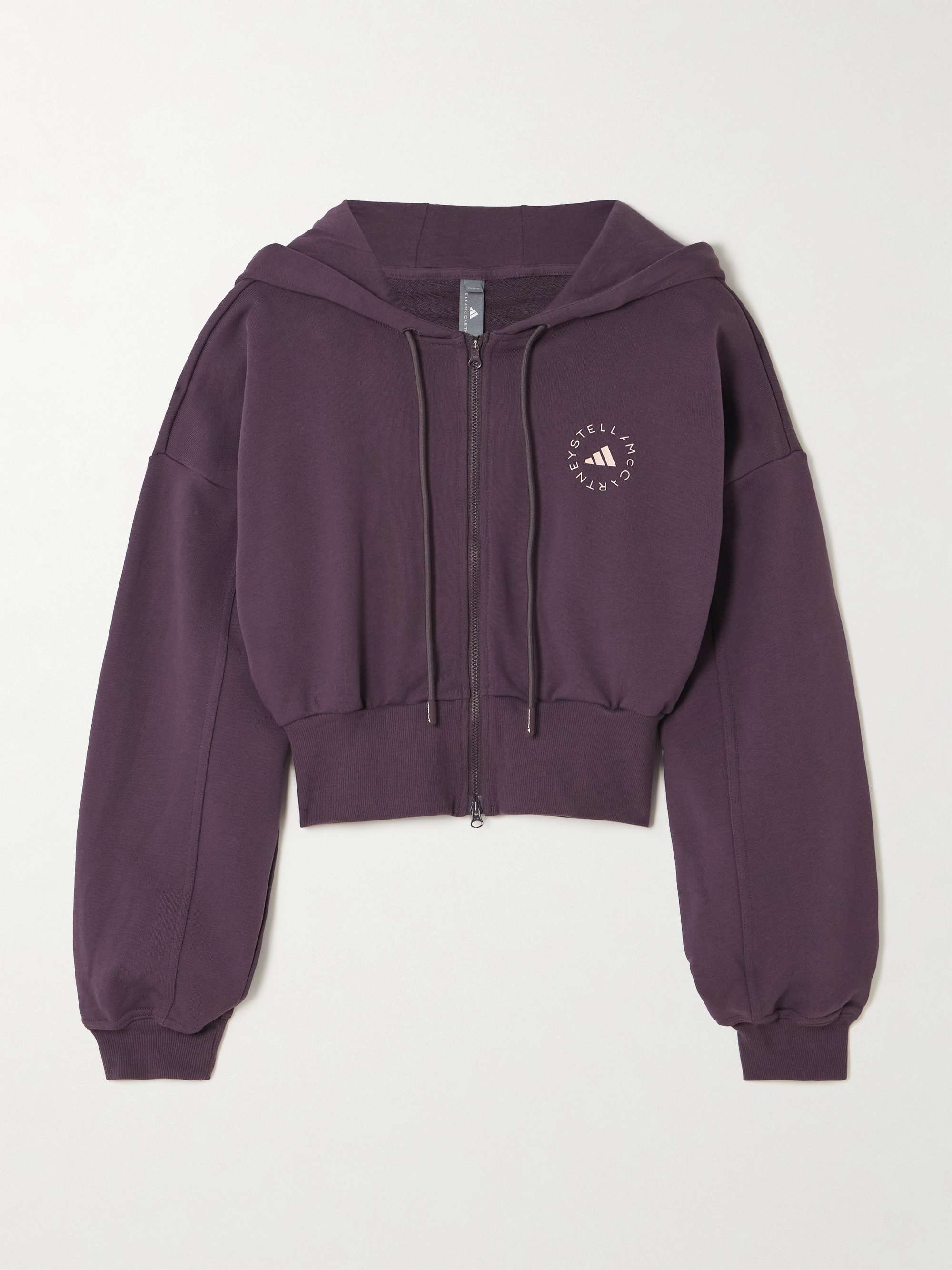 TrueCasuals cropped logo-print organic cotton-jersey hoodie view
