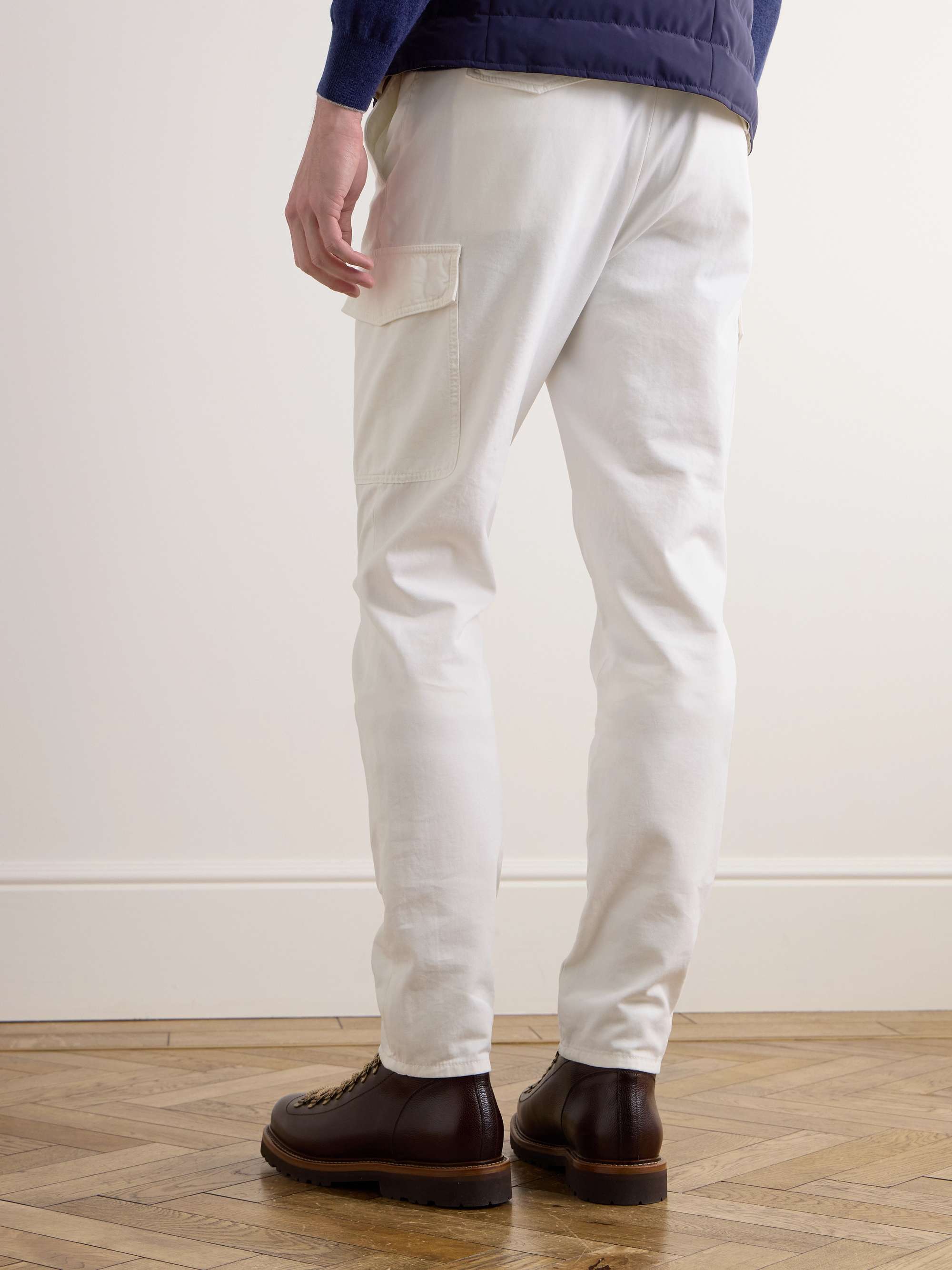 Straight-Leg Cotton-Twill Cargo Trousers view