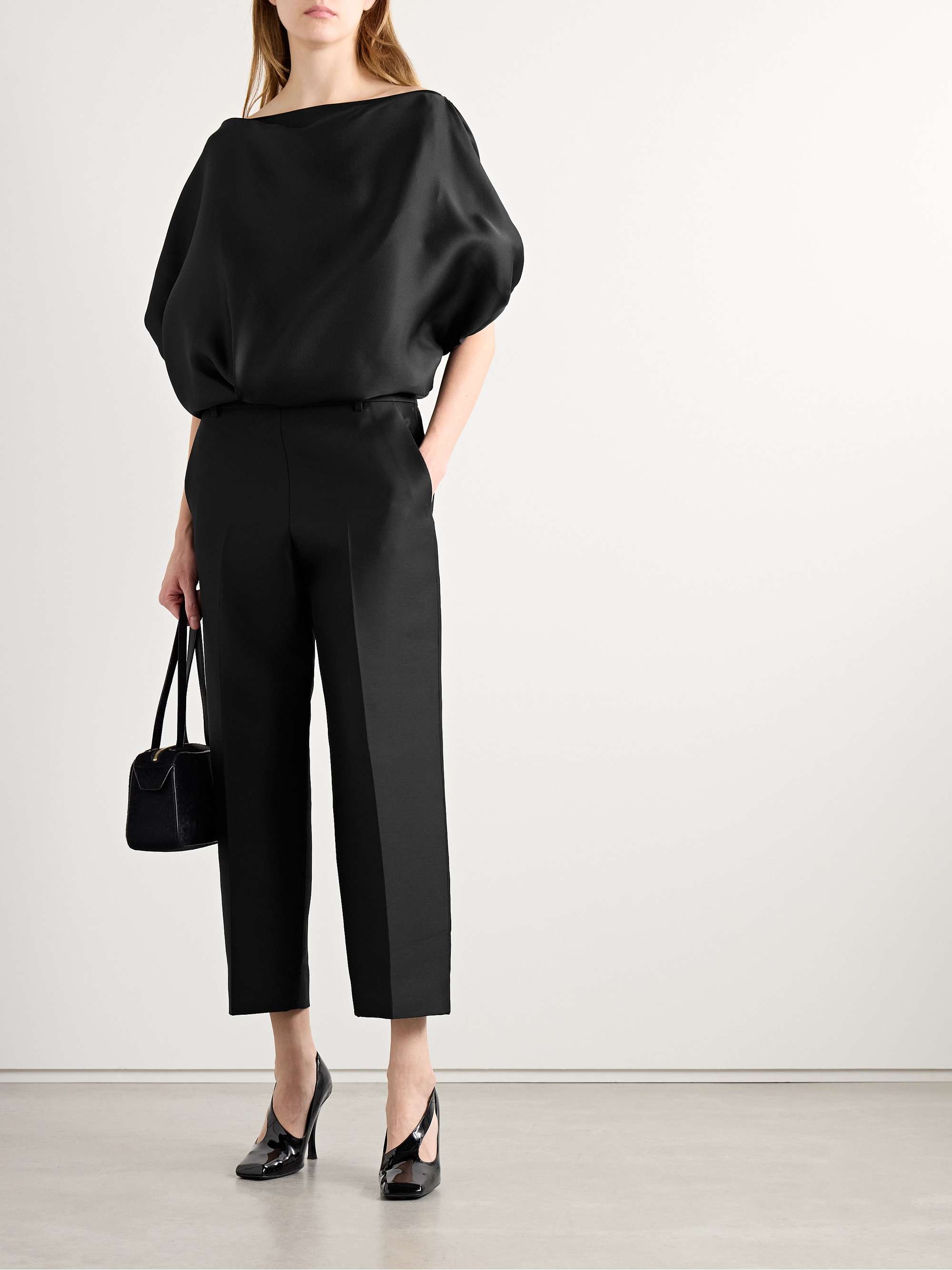Niles cropped silk-faille top view