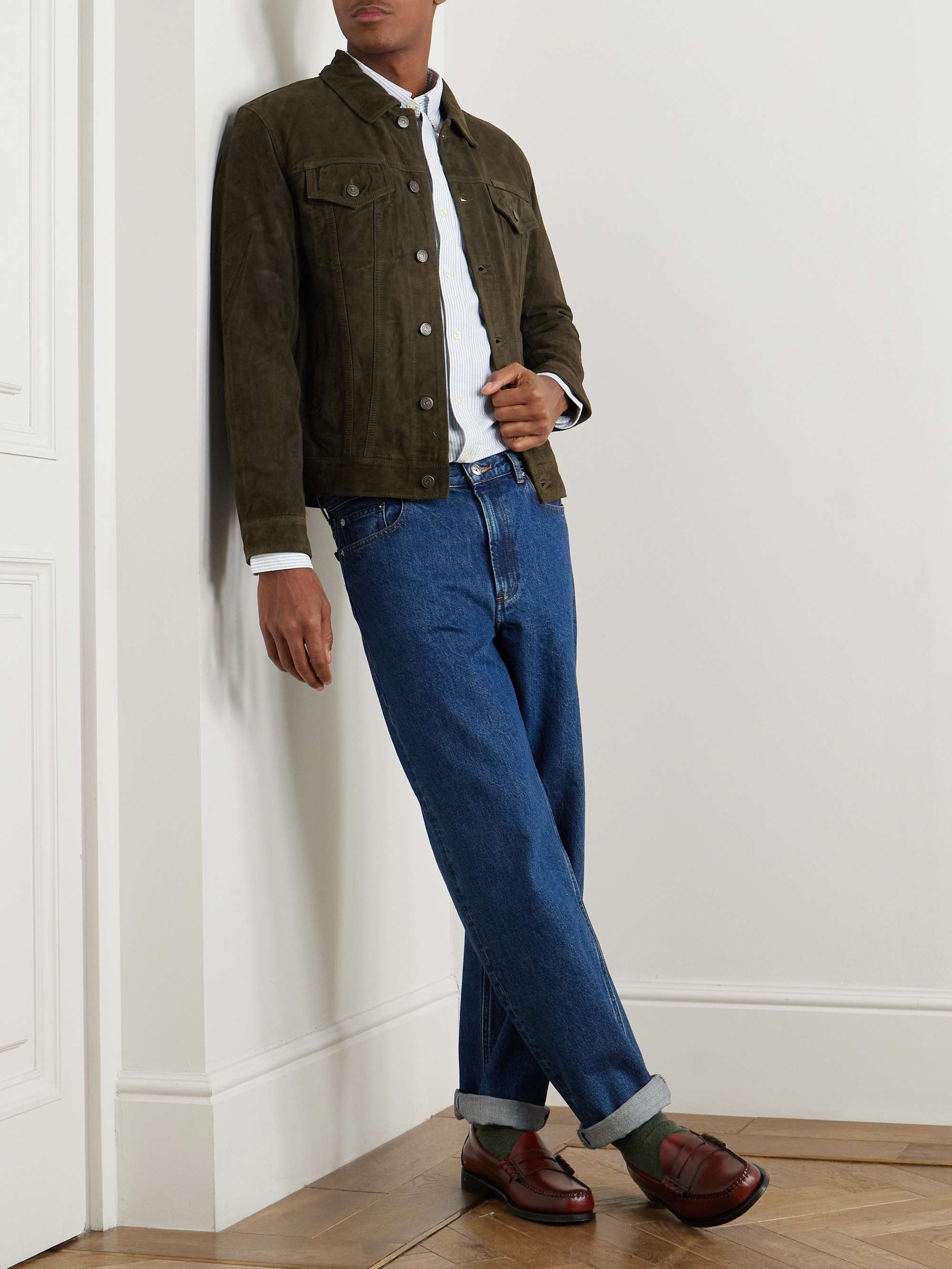 Icon Slim-Fit Suede Trucker Jacket view