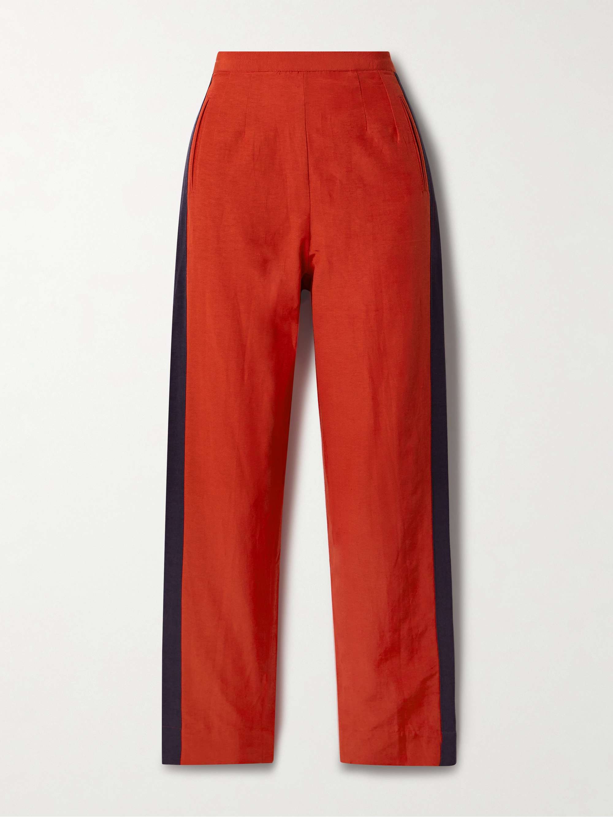 Waterfront cropped striped crepe straight-leg pants view