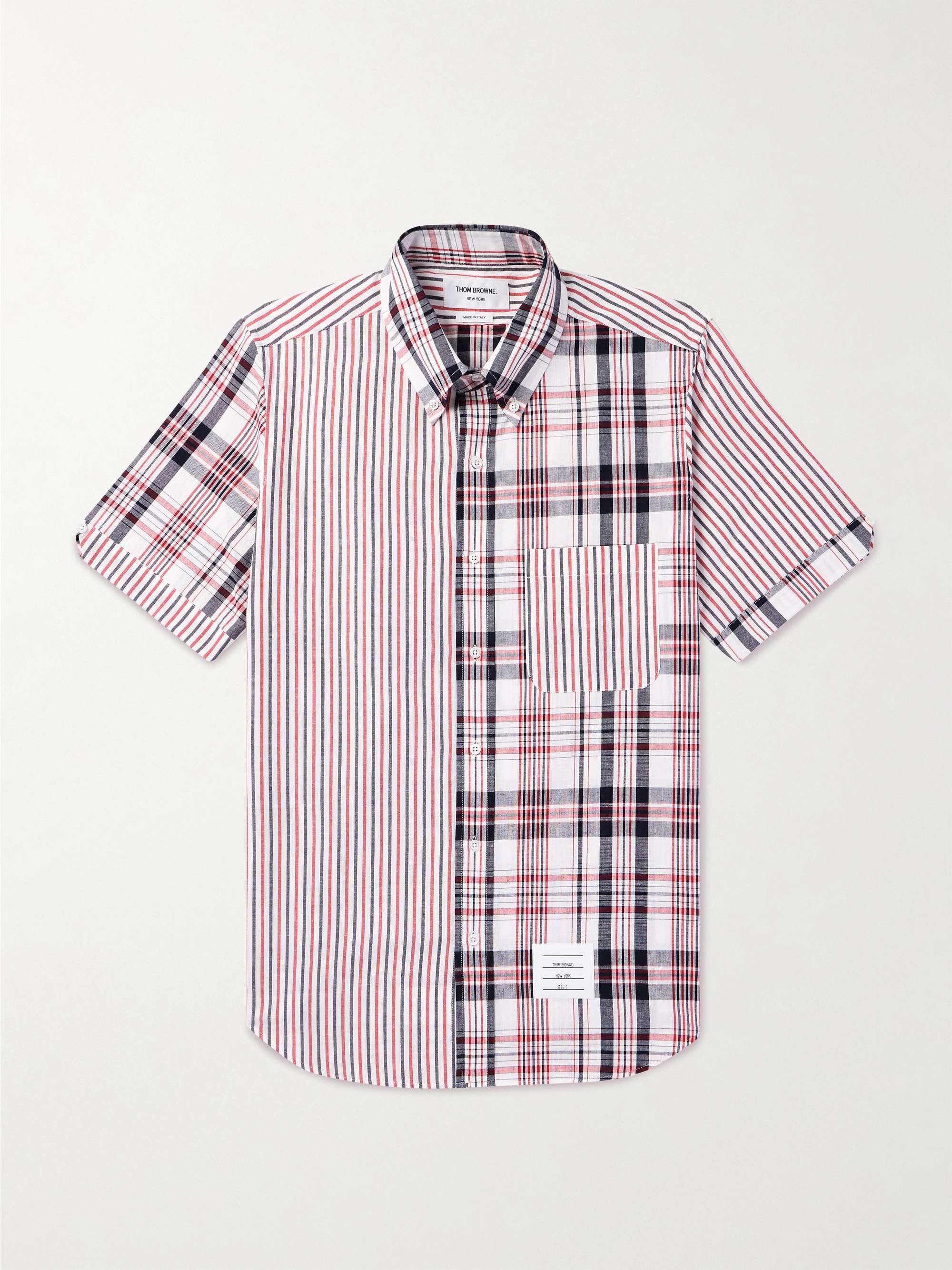 Funmix Slim-Fit Button-Down Collar Striped Cotton-Madras Shirt view