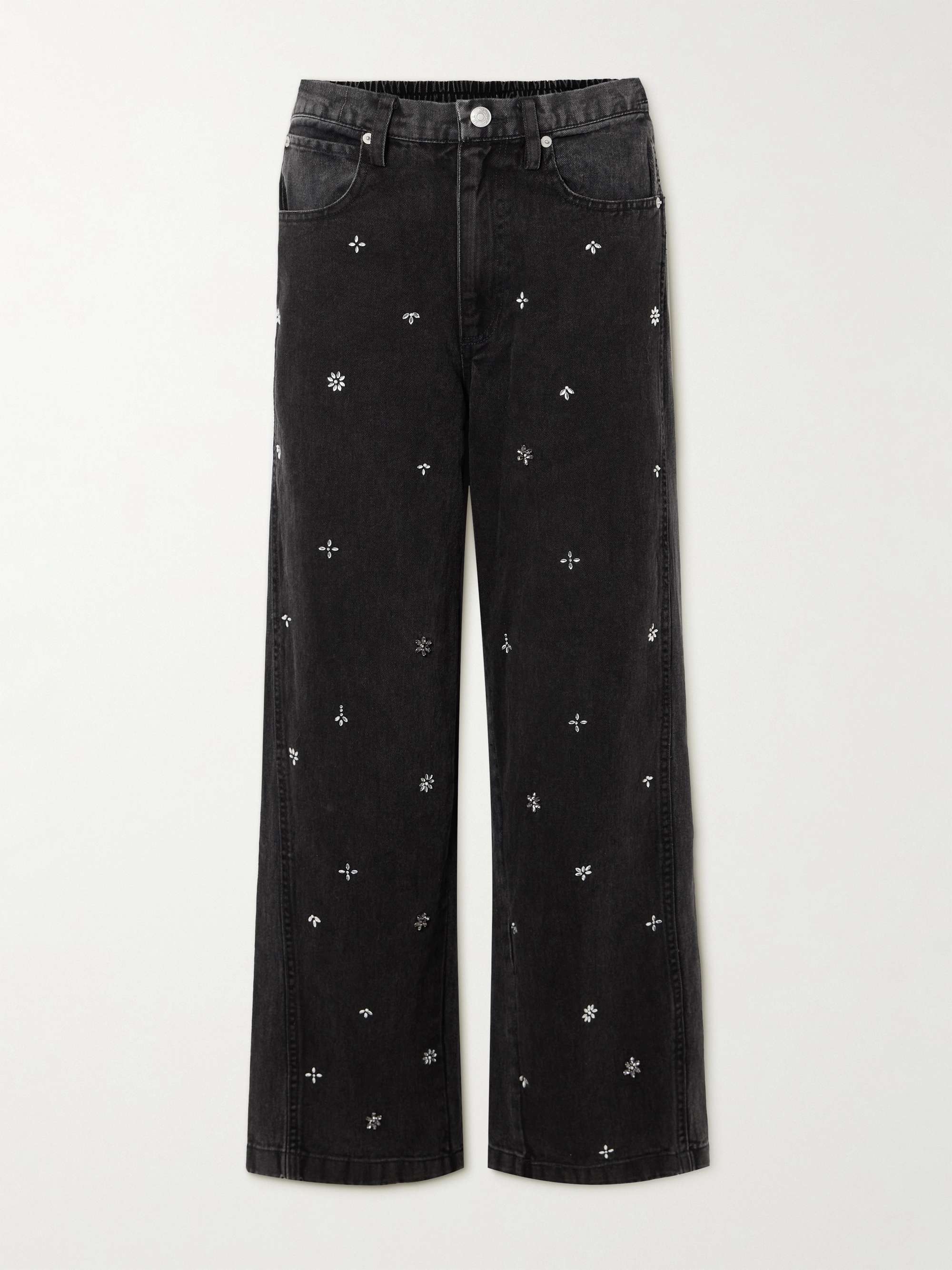 Bala crystal-embellished high-rise wide-leg jeans view