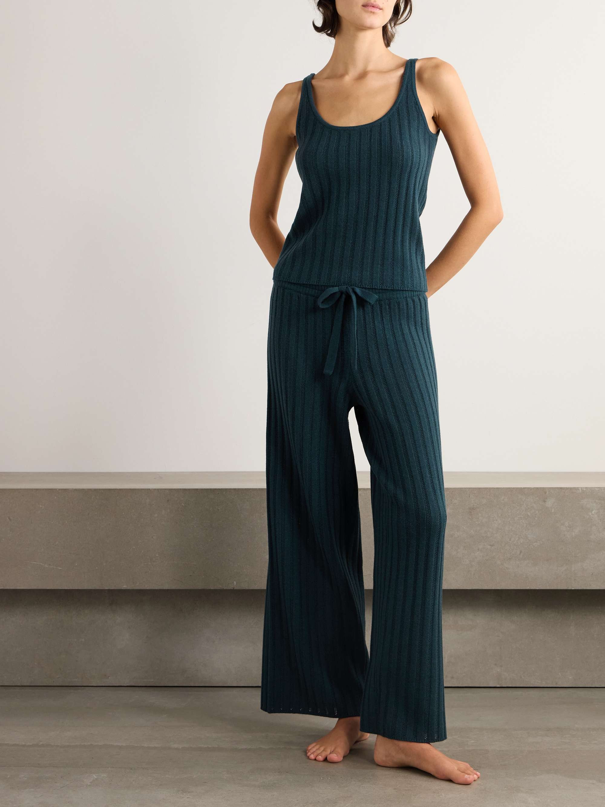 Luxe Palace ribbed and pointelle-knit wool and cashmere-blend tank view