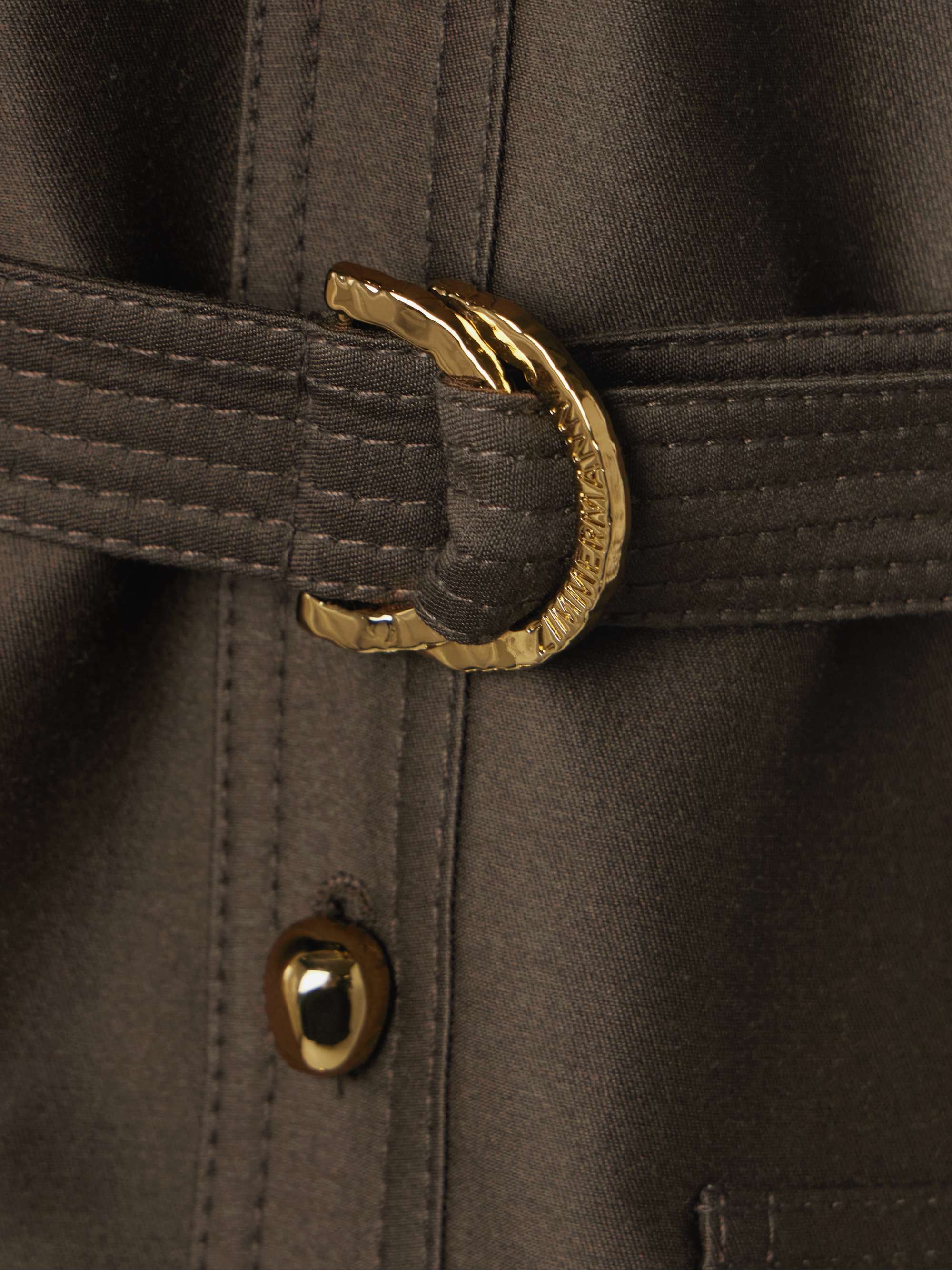 Illuminate belted wool and silk-blend jacket view