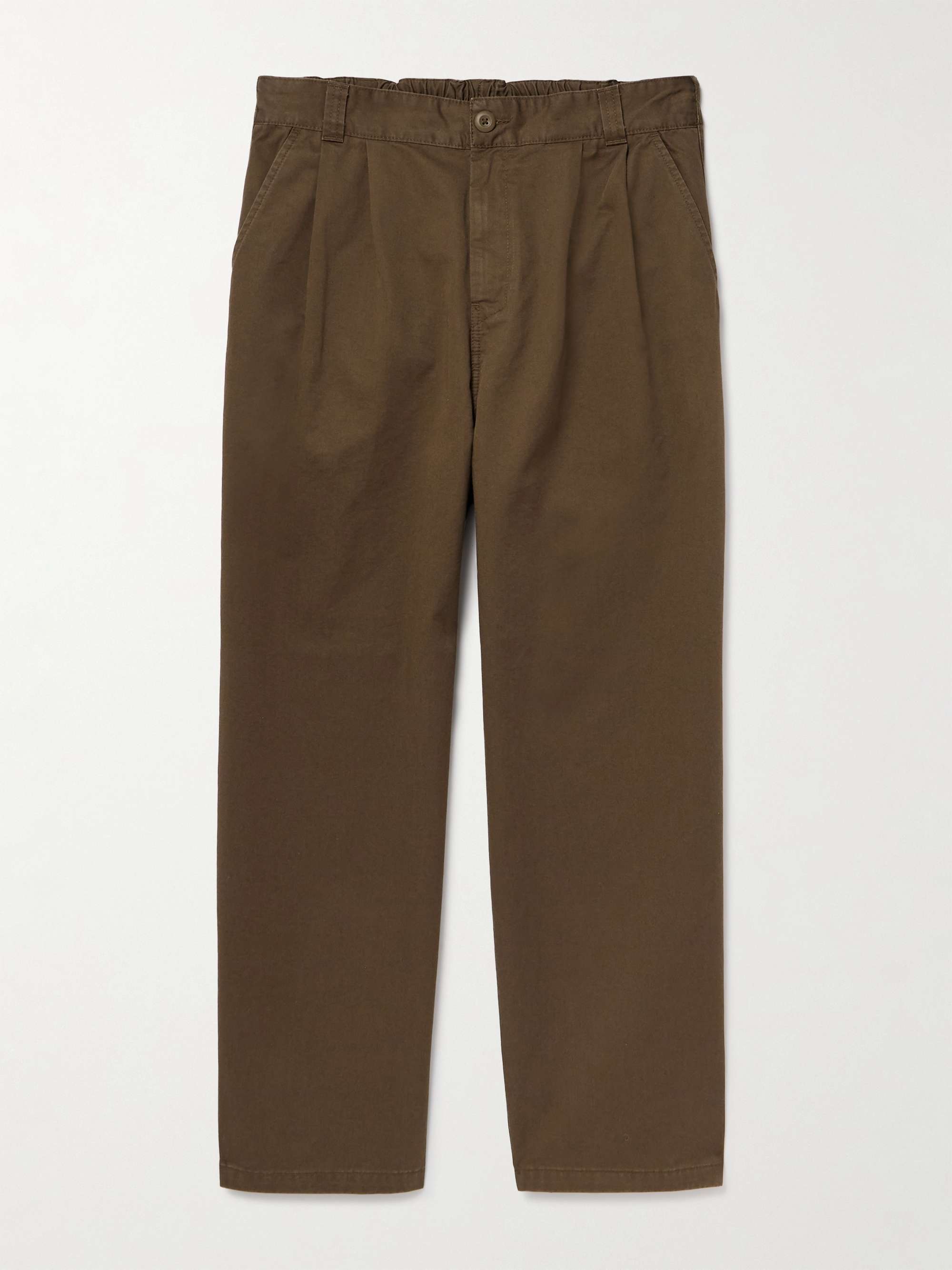 Marv Tapered Pleated Stone-Washed Cotton-Twill Trousers view