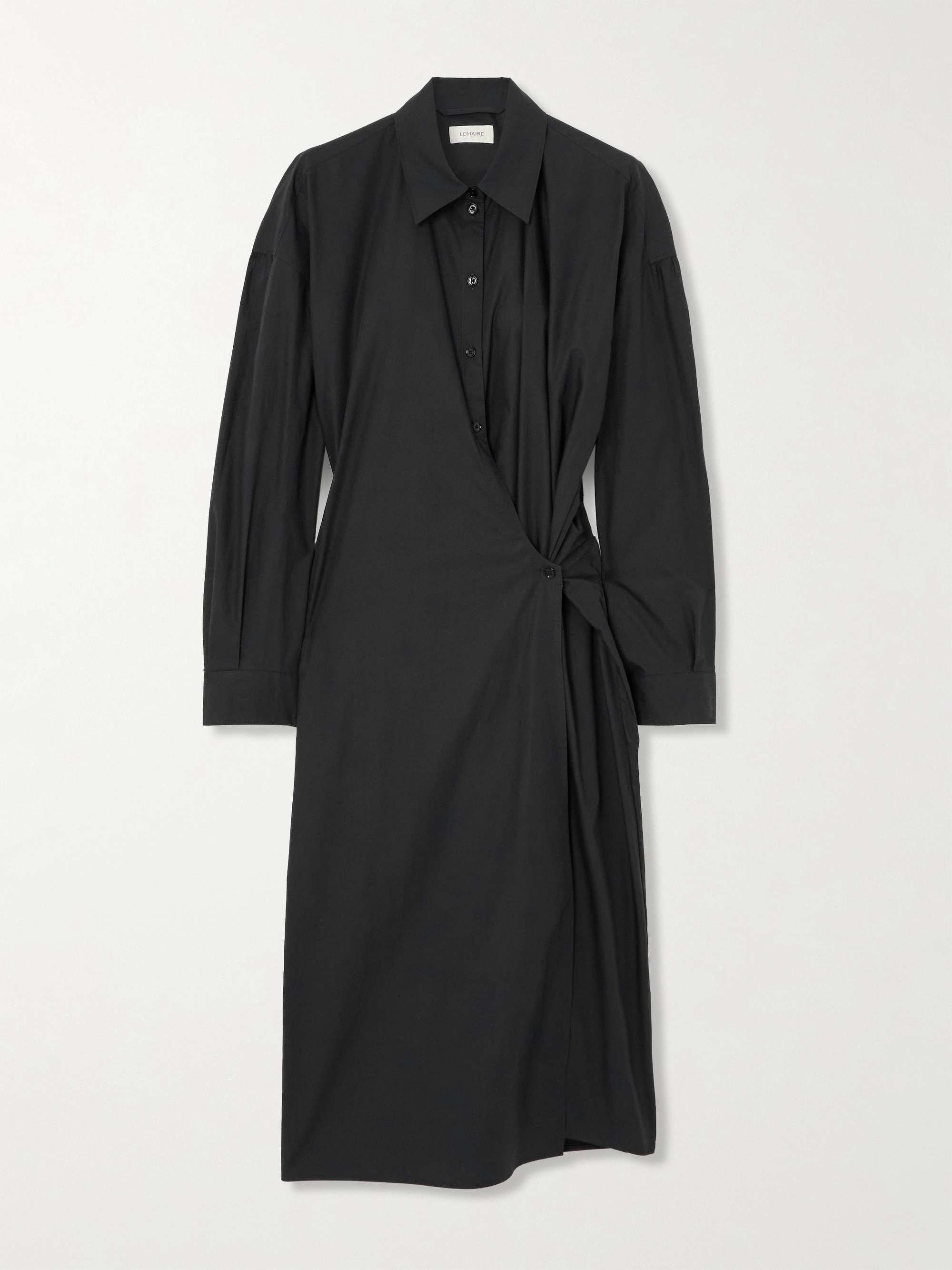 Wrap-effect cotton-poplin midi shirt dress view
