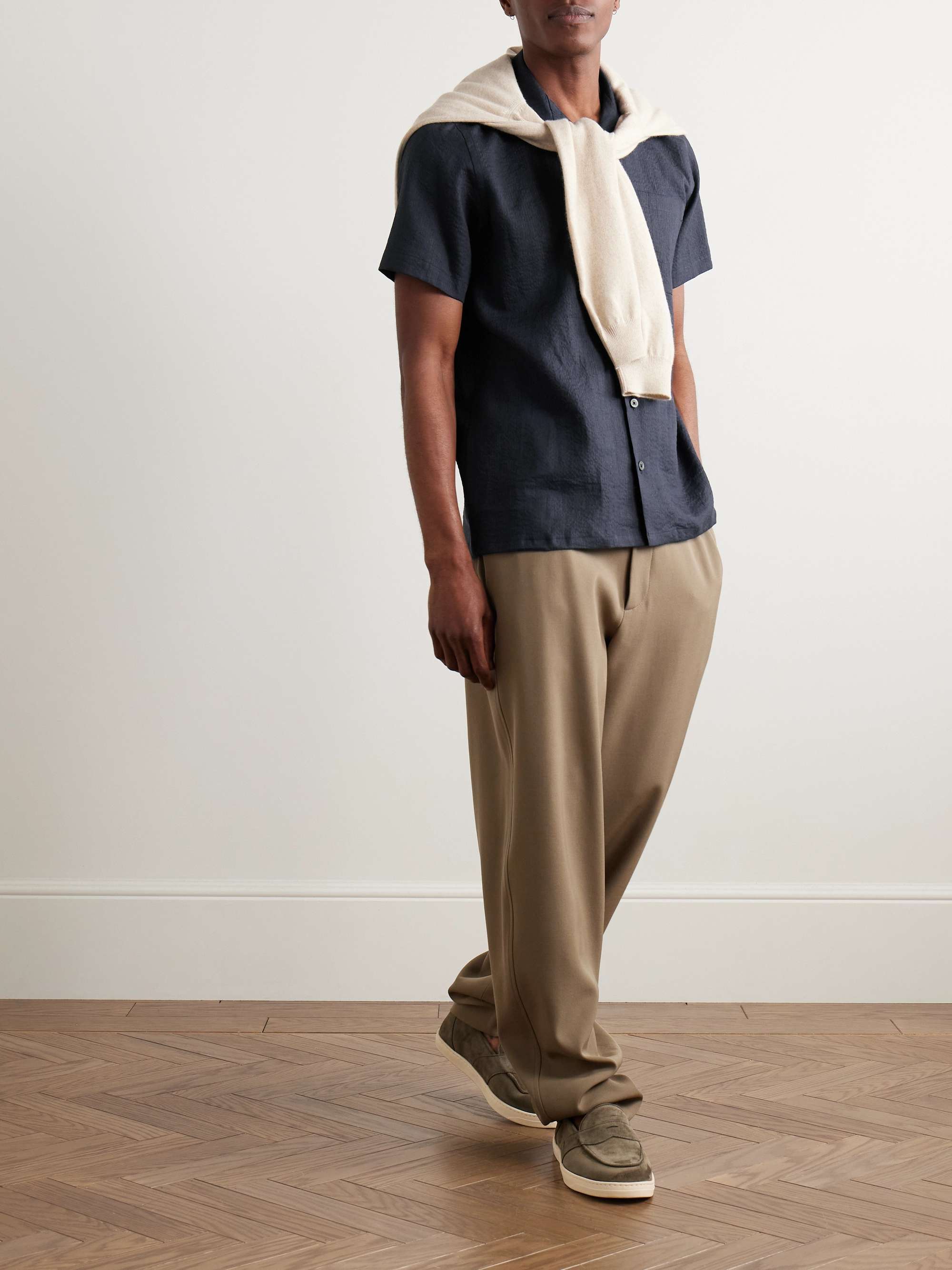 Camp-Collar Linen-Seersucker Shirt view