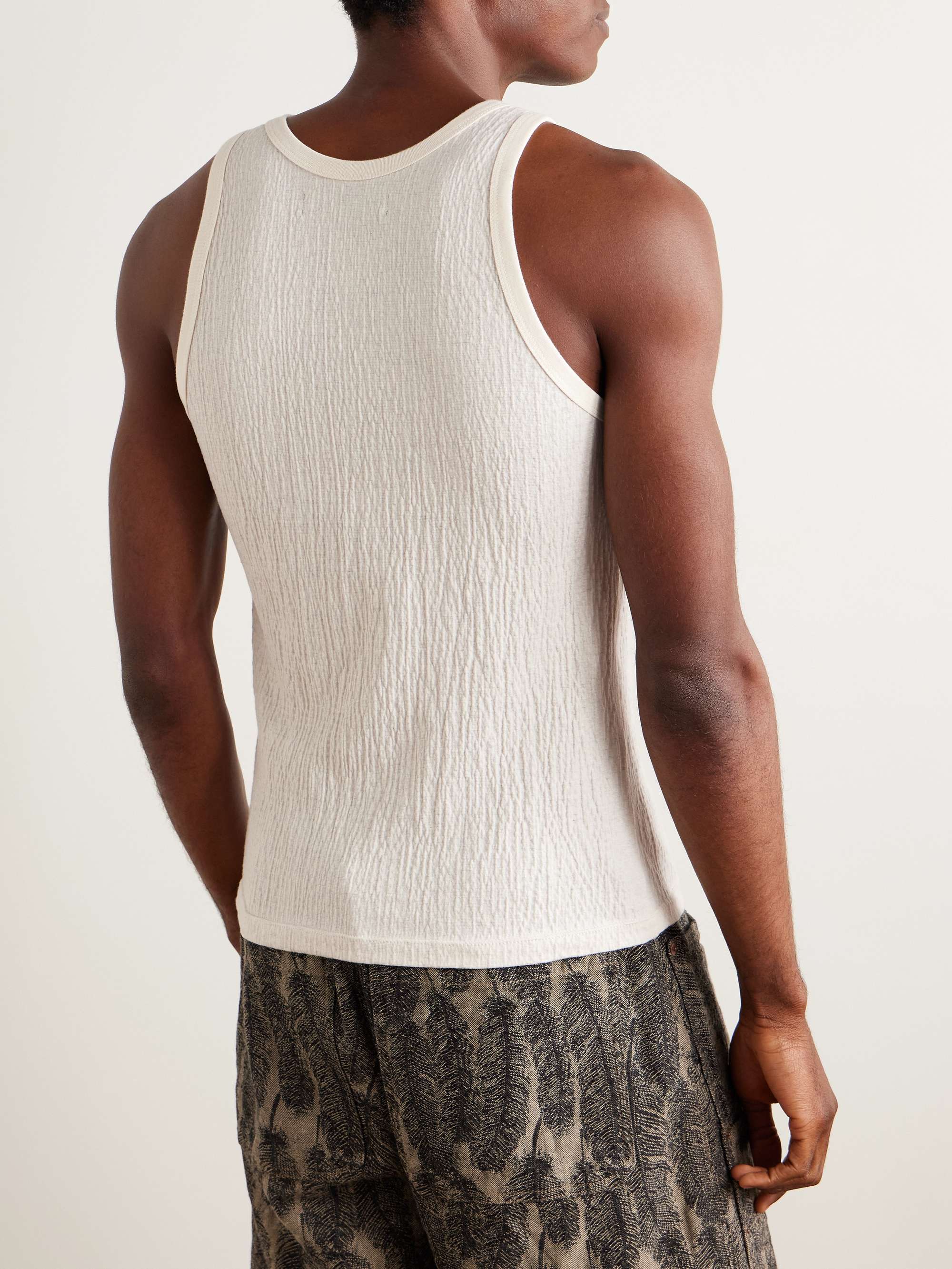 Crinkled Slim-Fit Cotton-Jersey Tank Top view