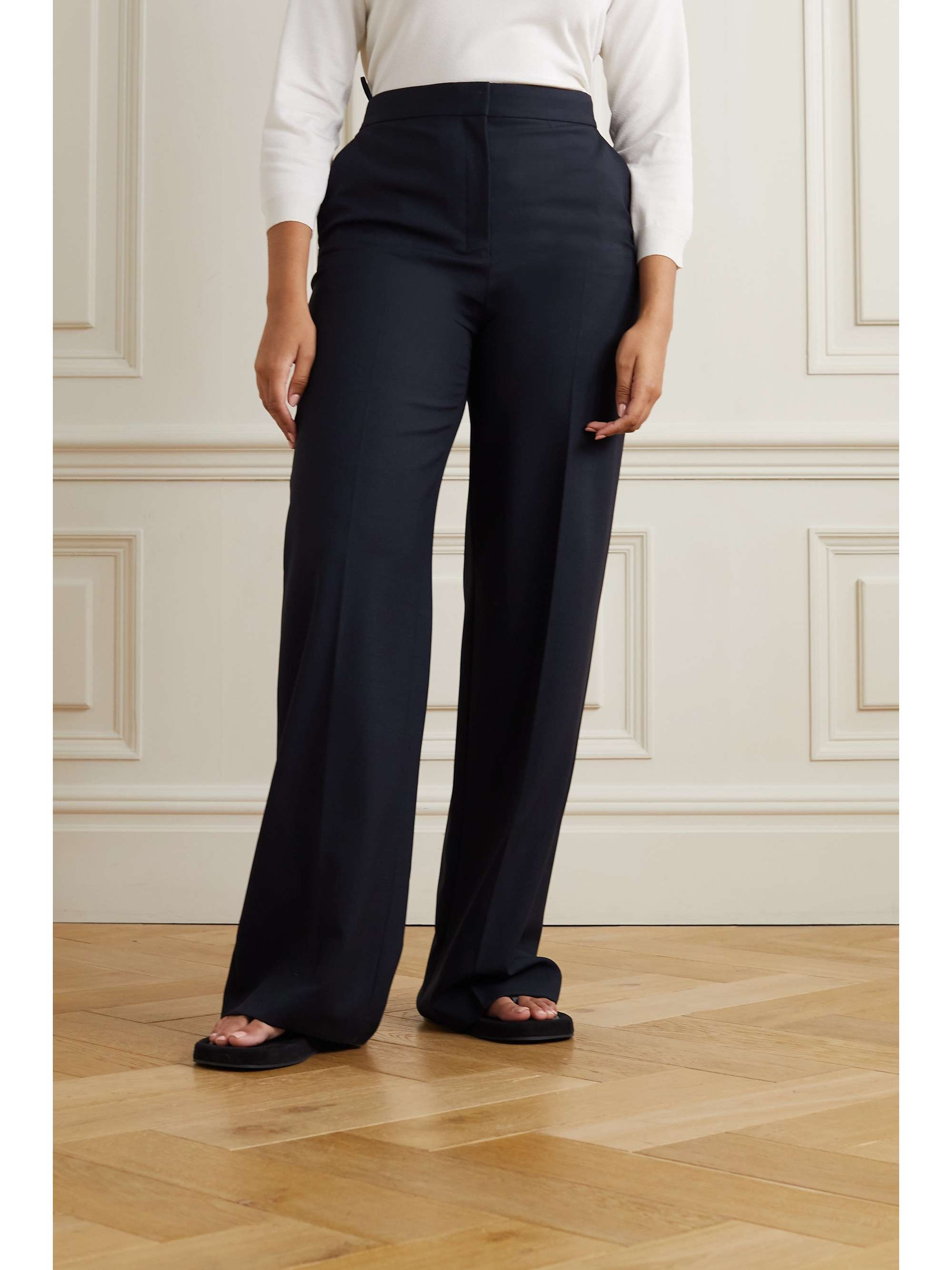 Delton pleated wool straight-leg pants view