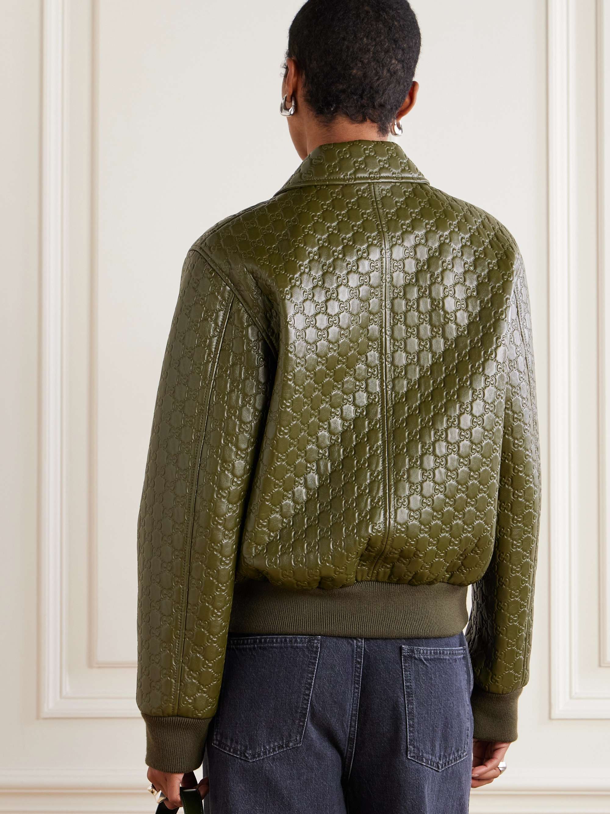 Embossed leather jacket view